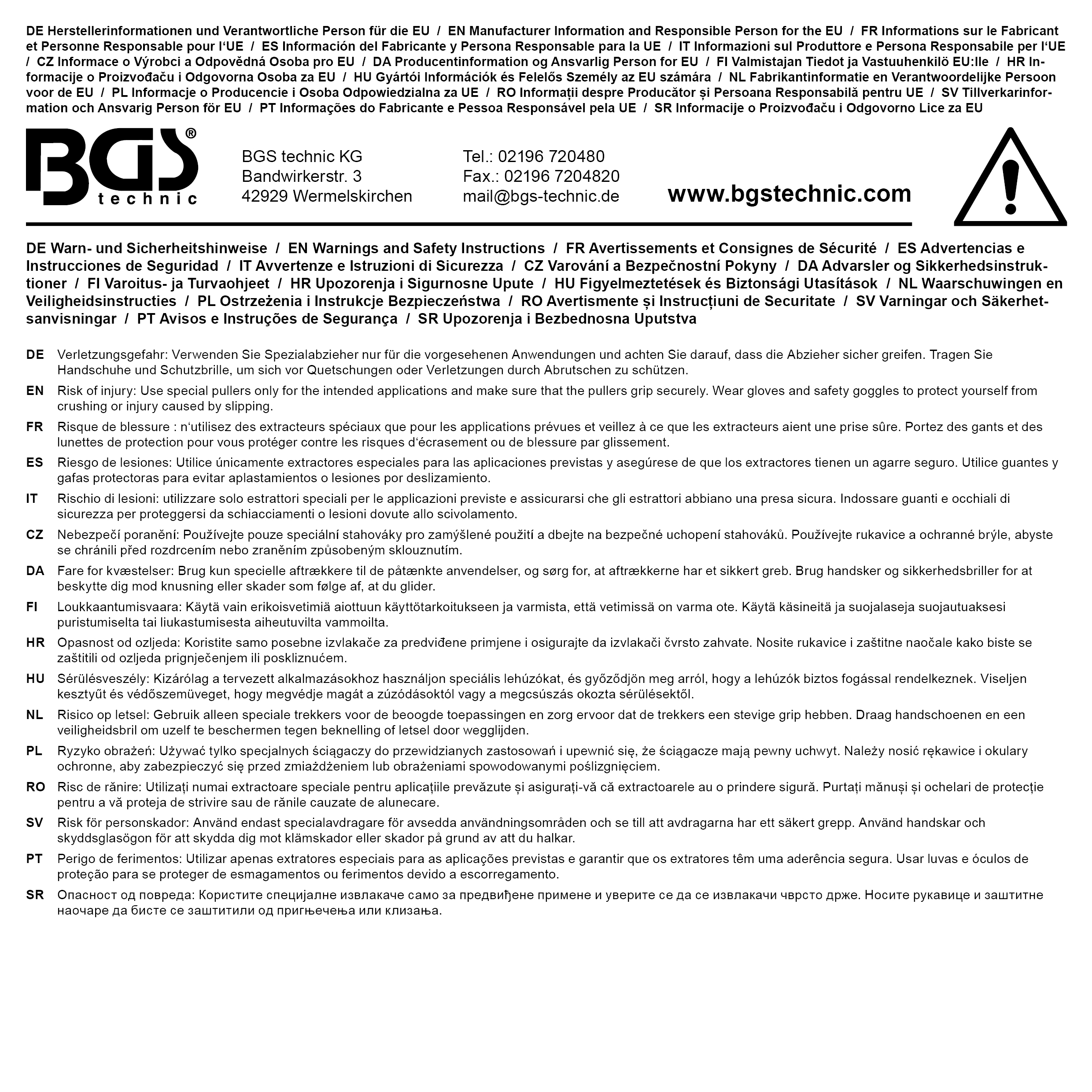 BGS Grundloch-Innenlager-Abzieher-Satz | 11-tlg.