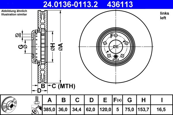 Bremsscheibe “ATE 385 mm, 36 mm, 34,4 mm”