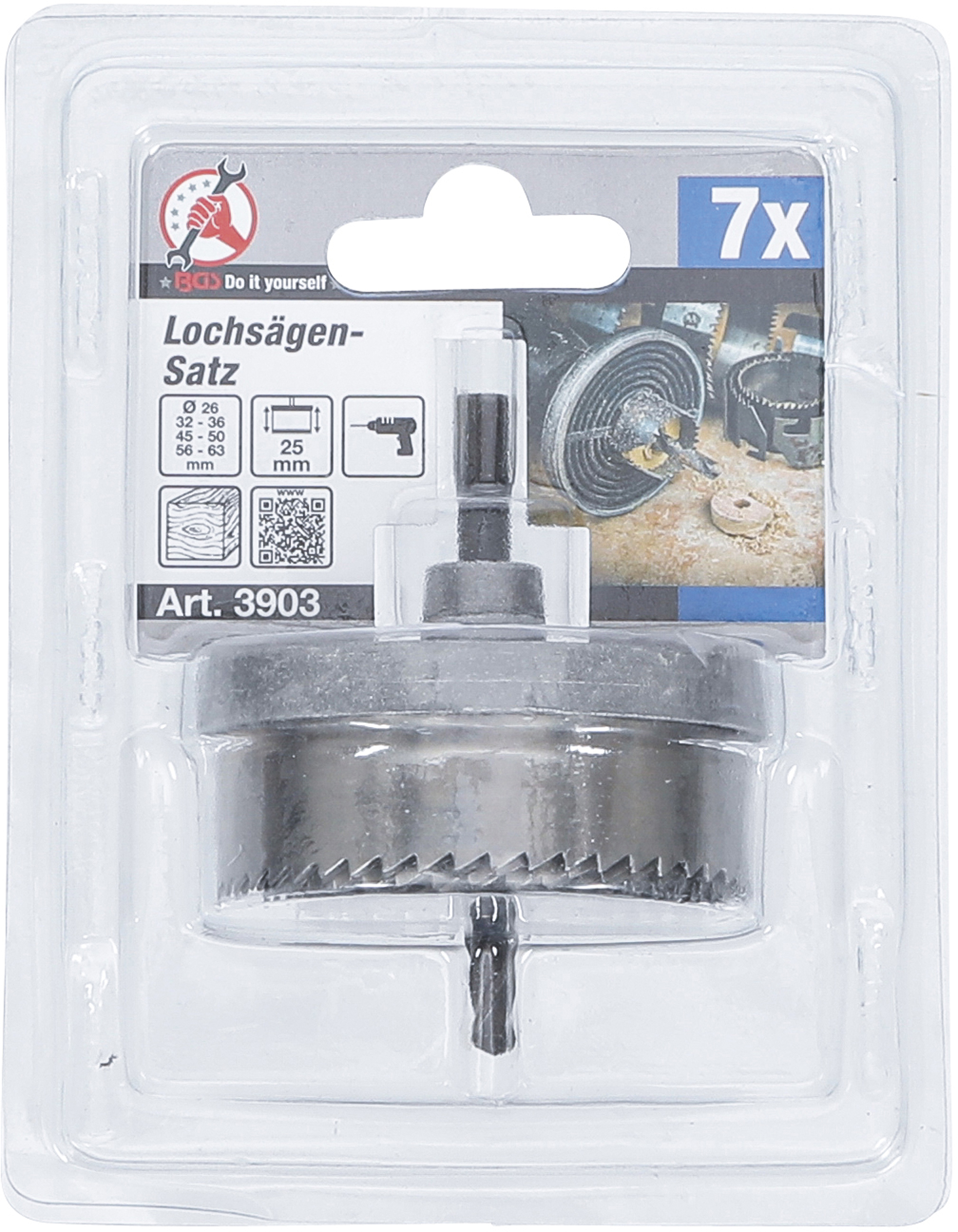 BGS Lochsägen-Satz | Ø 26 - 63 mm | Tiefe 25 mm | 7-tlg.