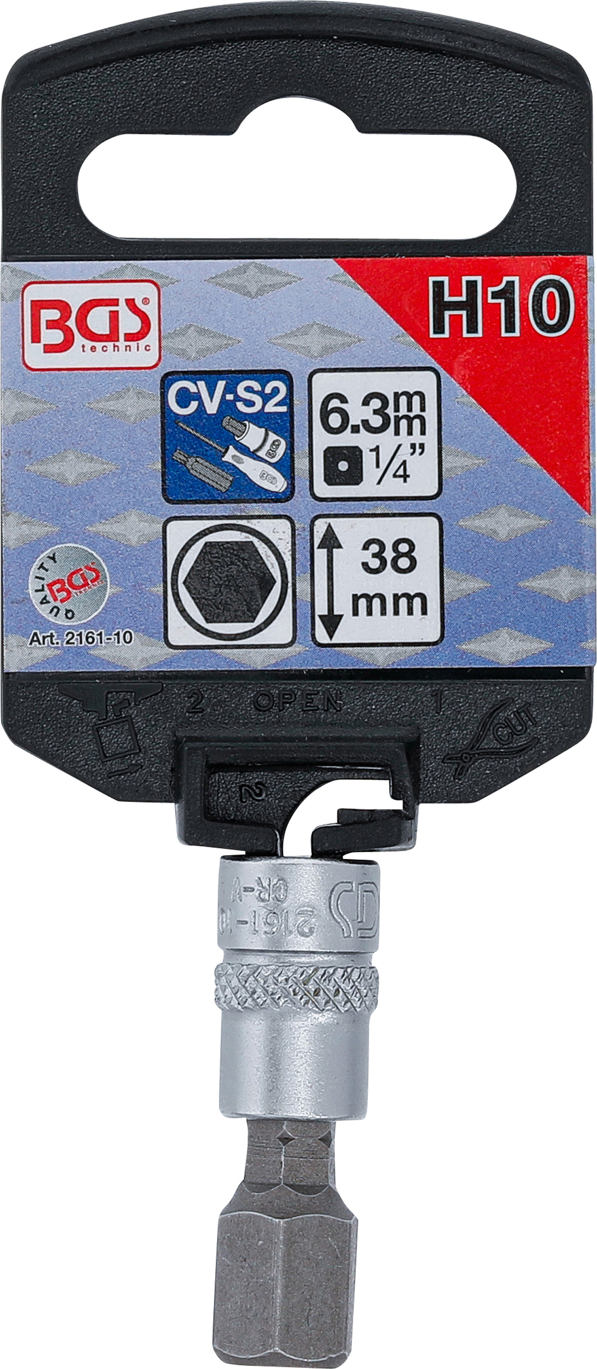 BGS Bit-Einsatz | Antrieb Innenvierkant 6,3 mm (1/4") | Innensechskant 10 mm