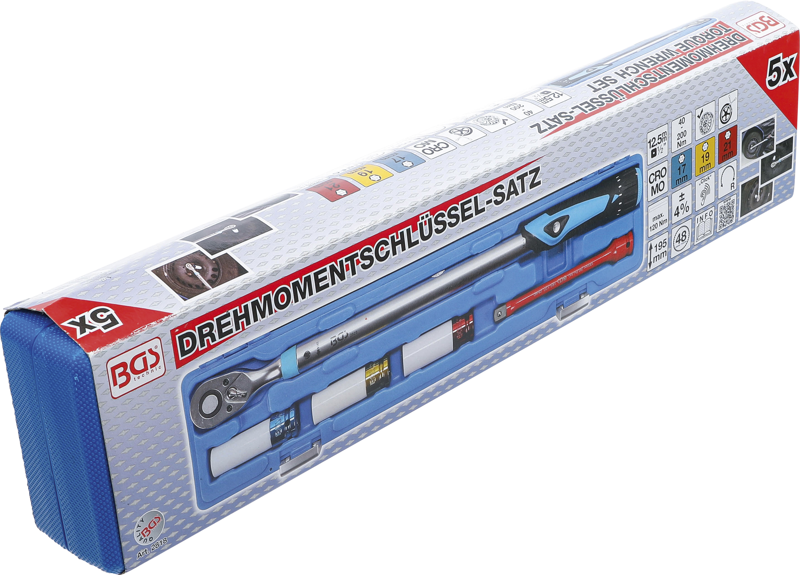BGS Drehmomentschlüssel-Satz | 12,5 mm (1/2") | 40 - 200 Nm