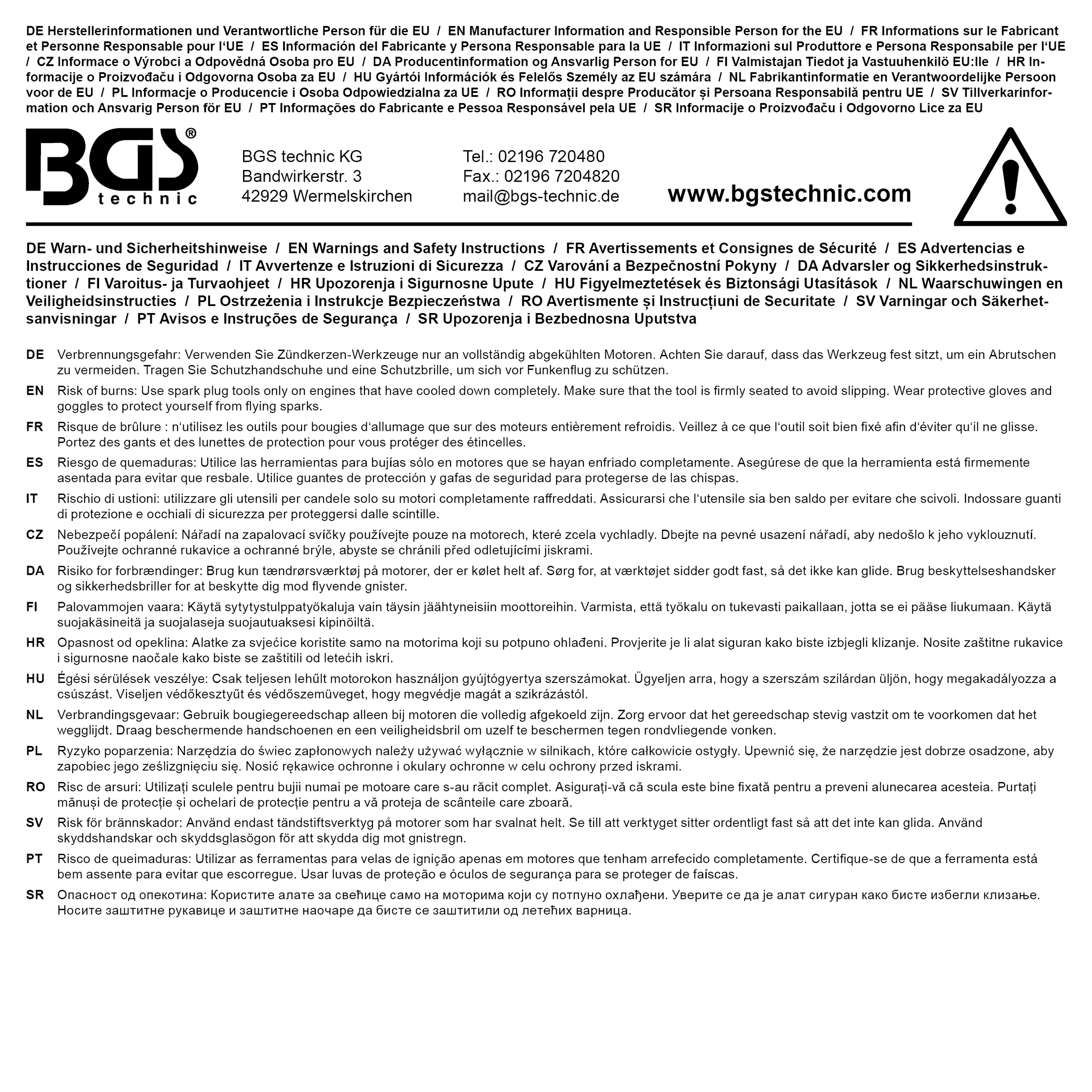 BGS Zündkerzen-Einsatz Sechskant | Antrieb Innenvierkant 12,5 mm (1/2") | SW 18 mm