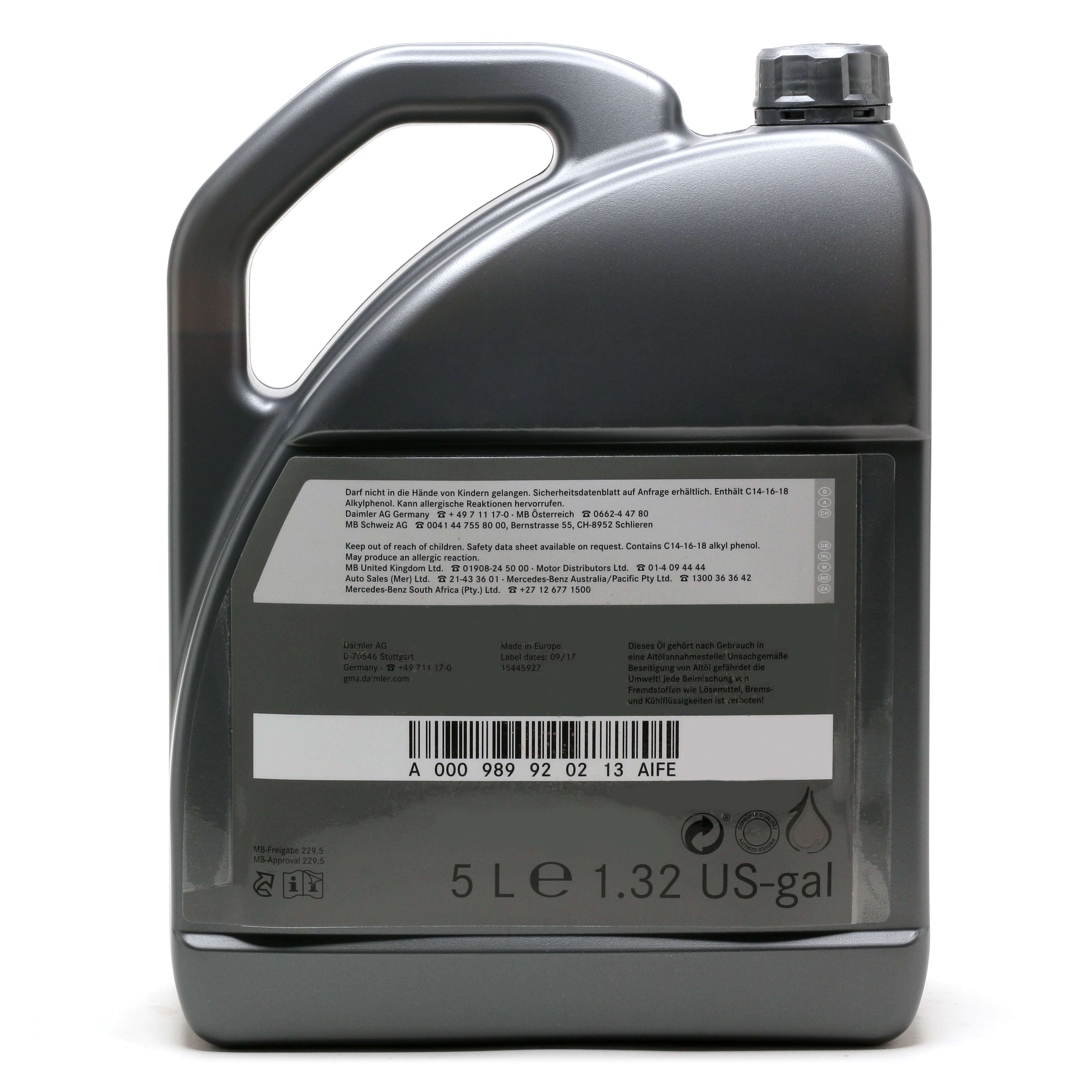 5W-40 Original Mercedes Benz MB 229.5 Motoröl 5 Liter