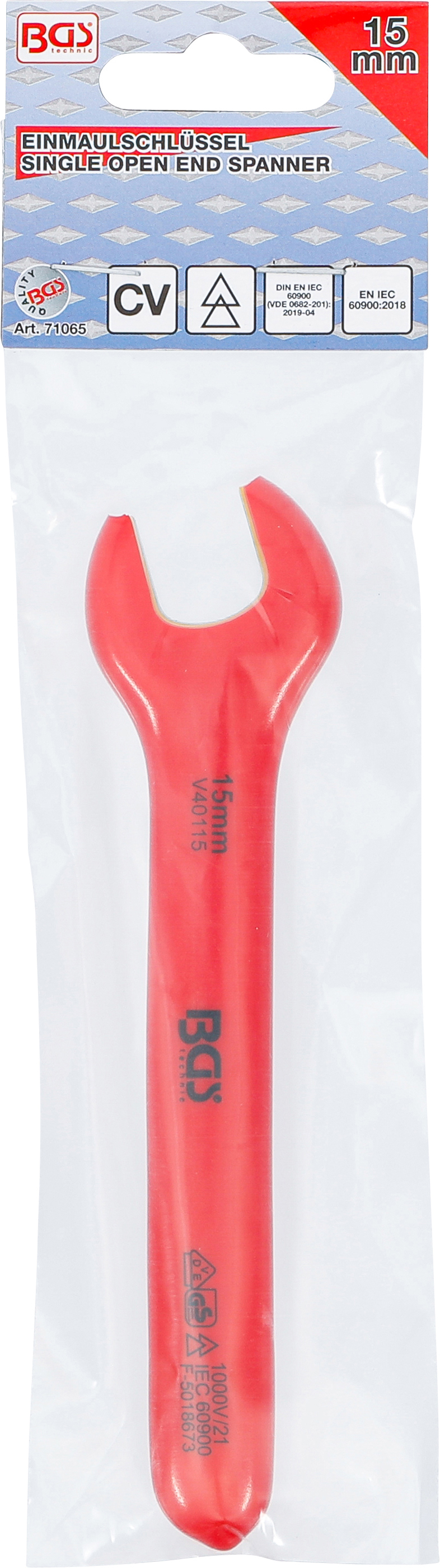 BGS VDE-Einmaulschlüssel | SW 15 mm