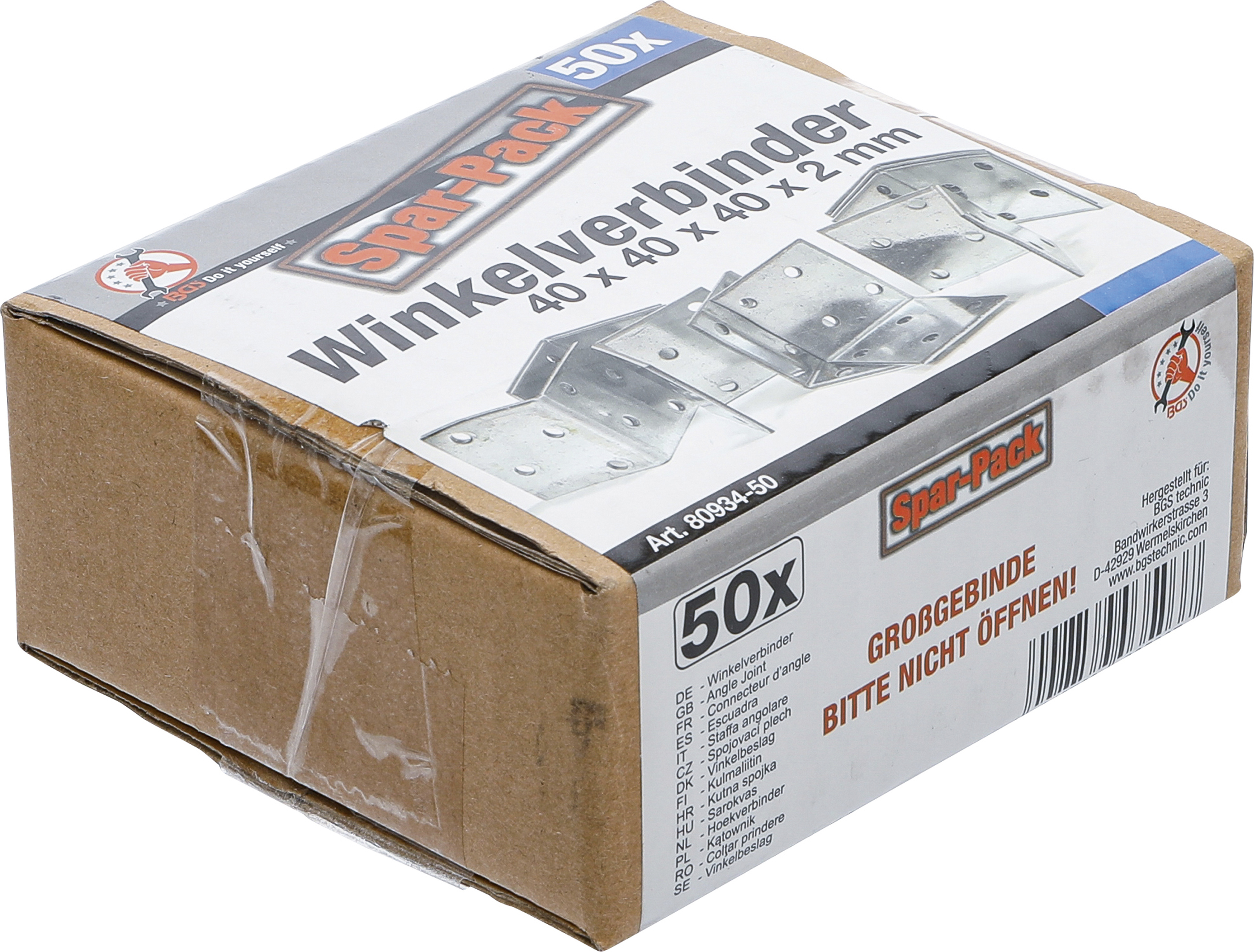 BGS Winkelverbinder | 40 x 40 x 40 x 2 mm | Spar-Pack | 50 Stück BGS Winkelverbinder | 40 x 40 x 40 x 2 mm | Spar-Pack | 50 Stück