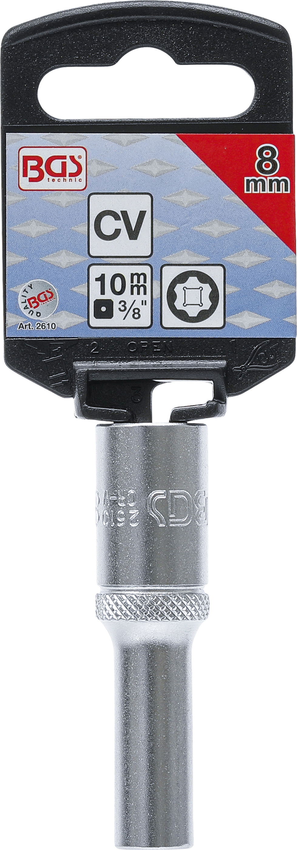 BGS Steckschlüssel-Einsatz Super Lock, tief | Antrieb Innenvierkant 10 mm (3/8") | SW 8 mm