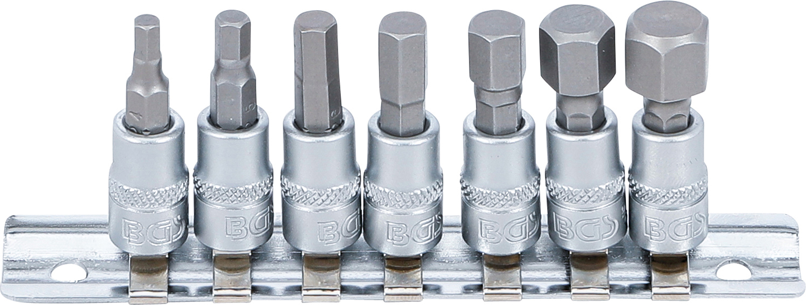 BGS Bit-Einsatz-Satz | Antrieb Innenvierkant 6,3 mm (1/4") | Innensechskant 4 - 12 mm | 7-tlg.