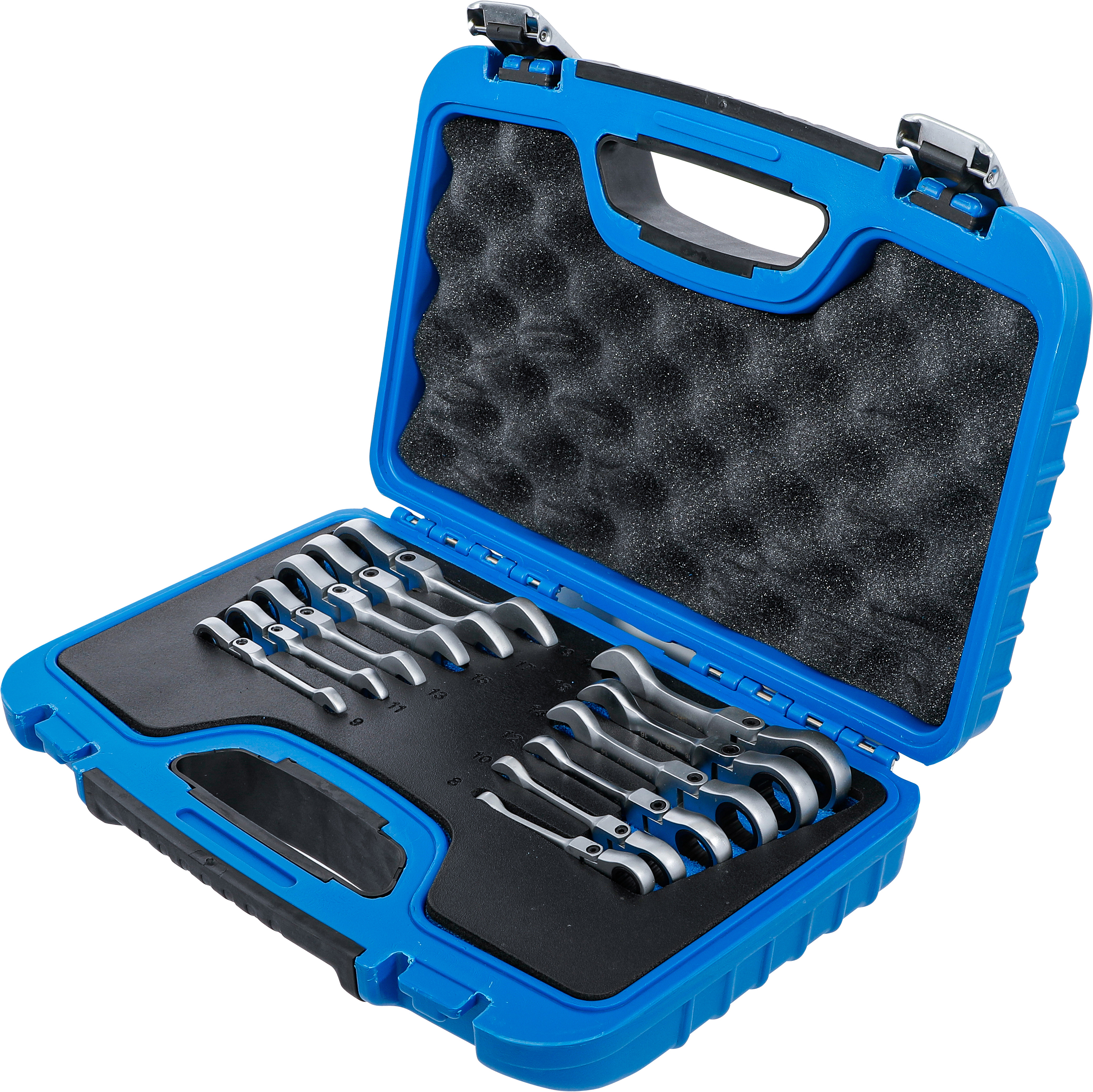 BGS Ratschenring-Maulschlüssel-Satz | kurz | abwinkelbar | SW 8 - 19 mm | 12-tlg.