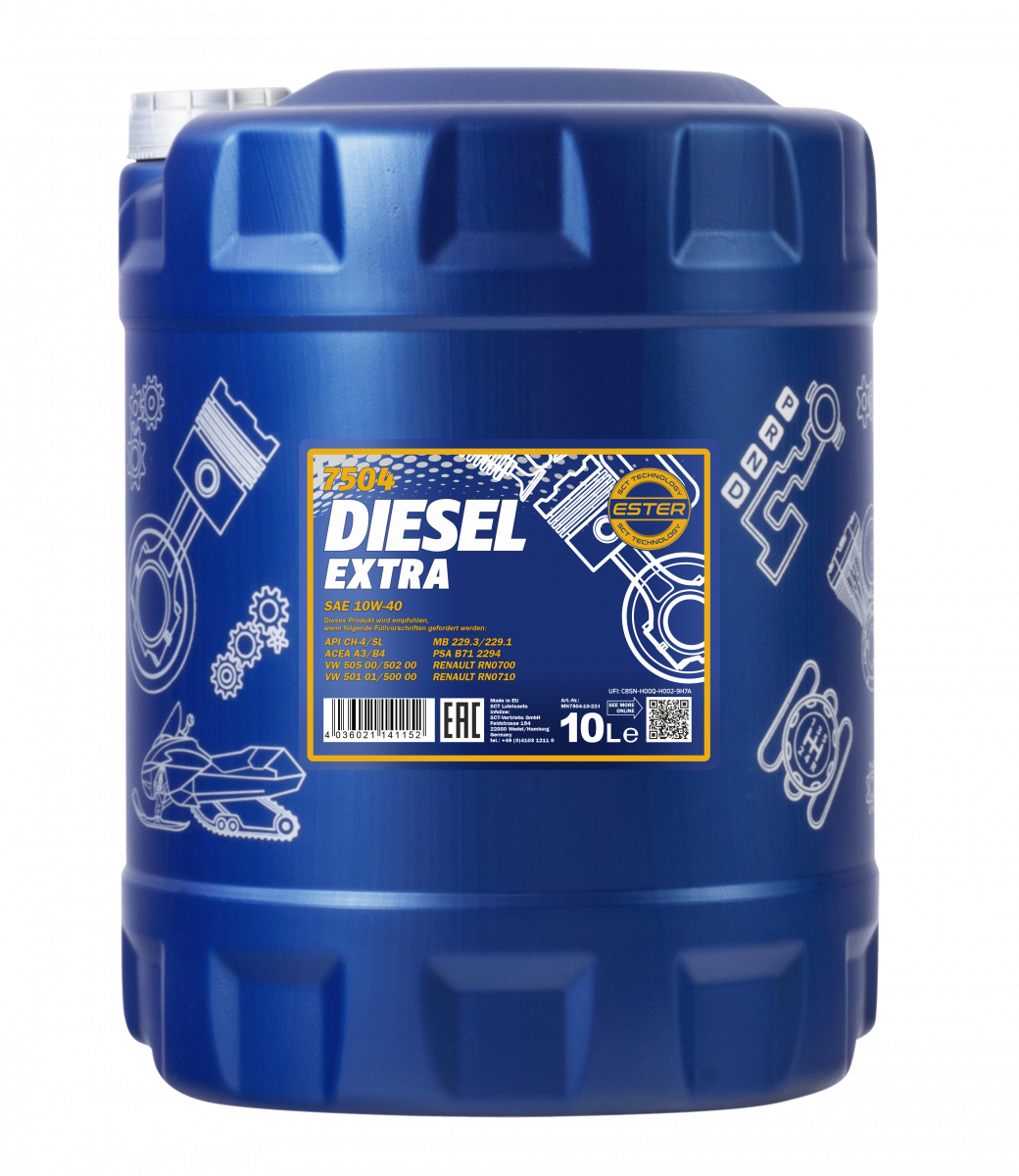 10W-40 Mannol 7504 Diesel Extra Motoröl 10 Liter