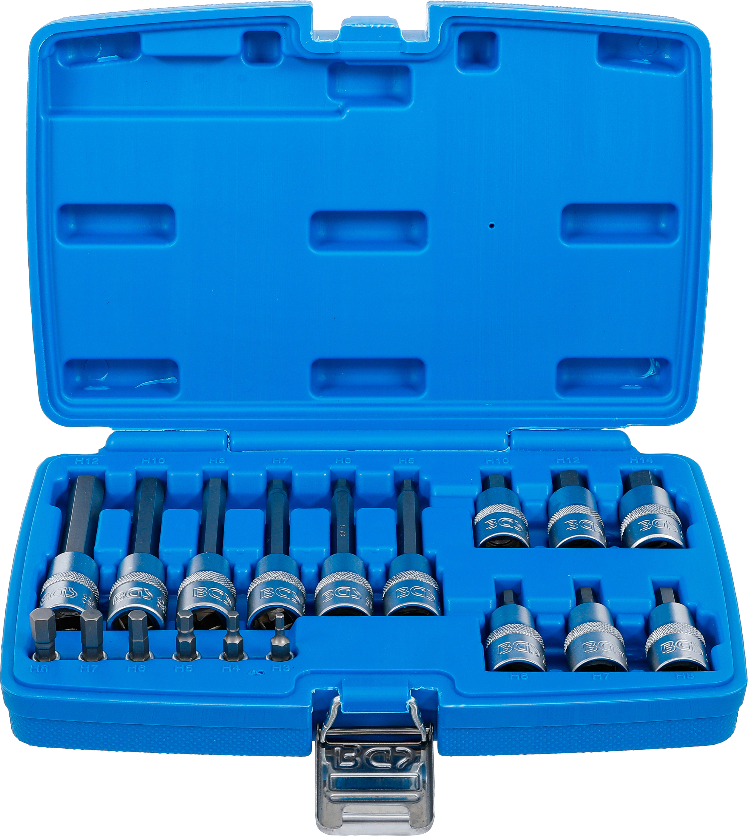 BGS Bit-Einsatz-Satz | Antrieb Innenvierkant 6,3 mm (1/4") / 12,5 mm (1/2") | Innensechskant | 18-tlg.