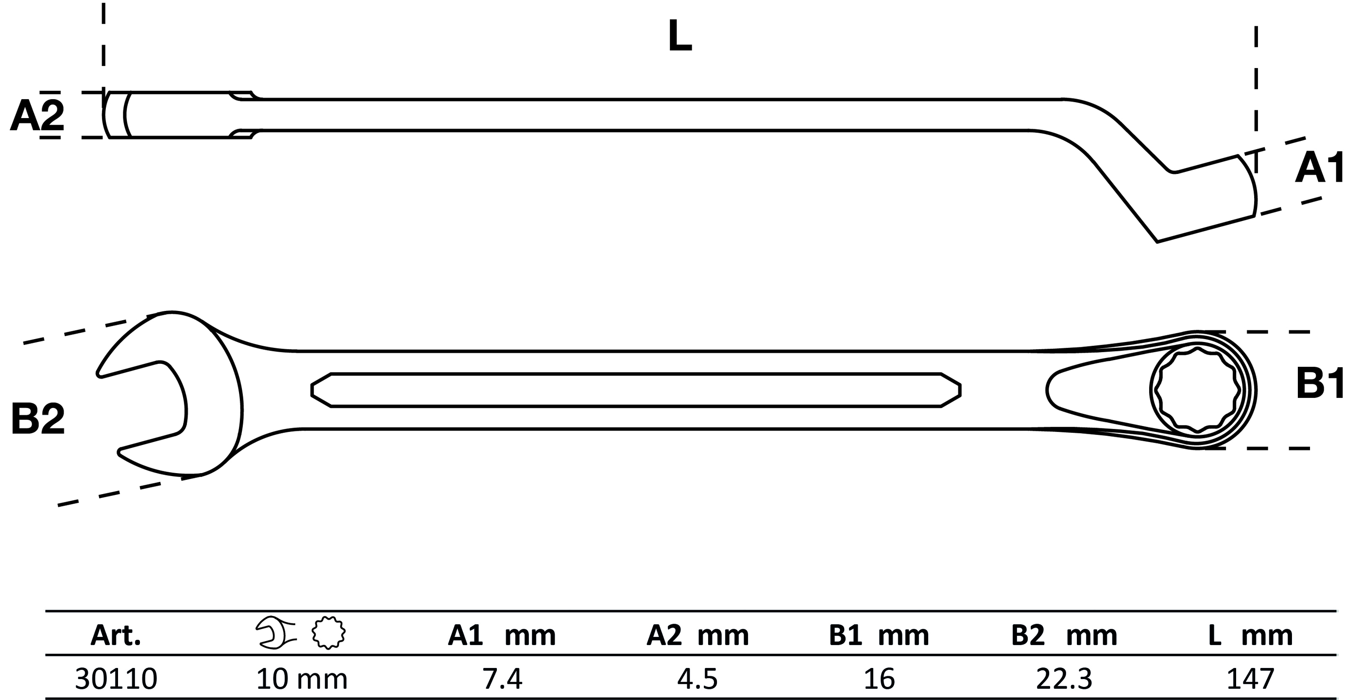 BGS Maul-Ringschlüssel, gekröpft | SW 10 mm