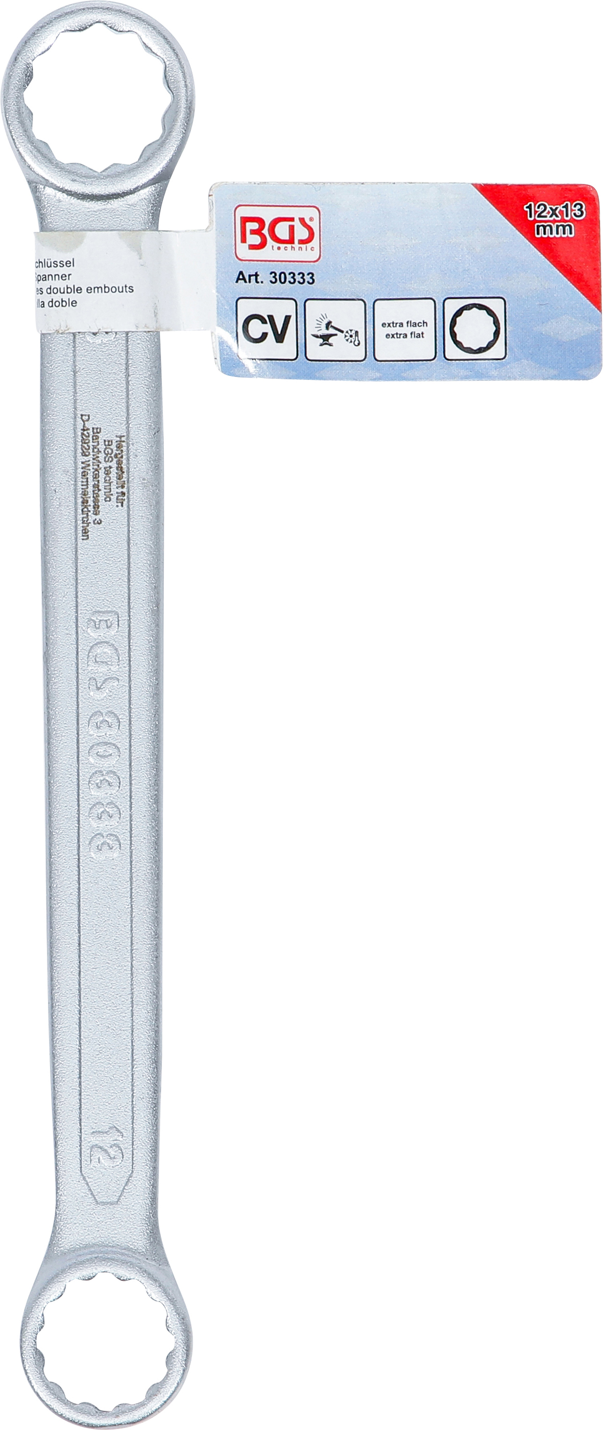 BGS Doppel-Ringschlüssel | extra flach | SW 12 x 13 mm