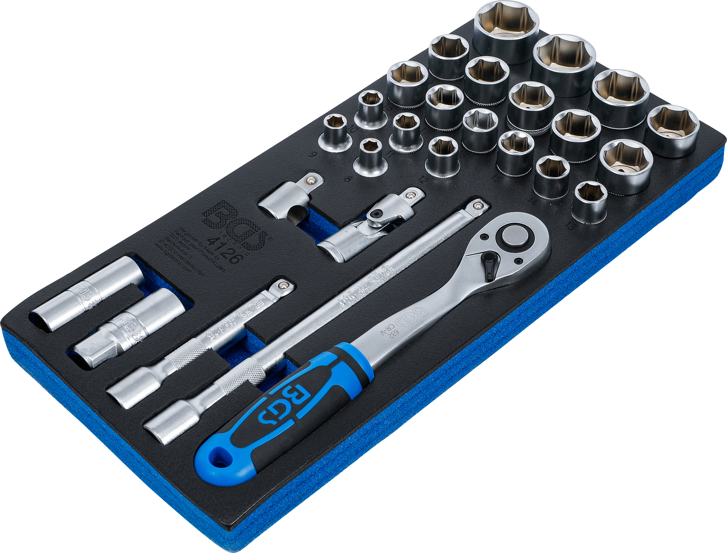 BGS Werkstattwageneinlage 1/3: Steckschlüssel-Satz | 12,5 mm (1/2") | 27-tlg.