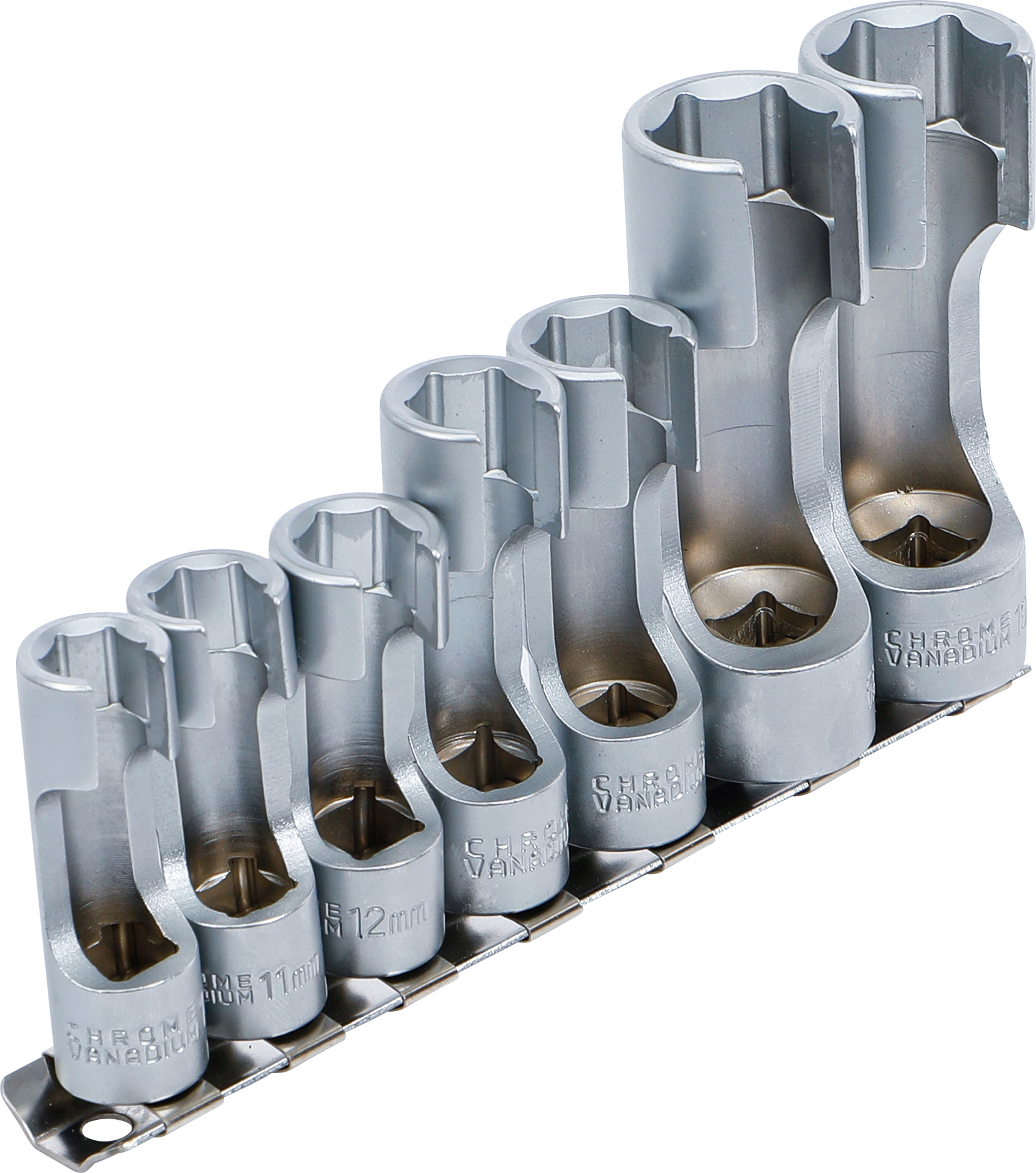 BGS Spezial-Steckschlüssel-Einsatz-Satz, geschlitzt | Antrieb Innenvierkant 10 mm (3/8") | SW 10 - 19 mm | 7-tlg.