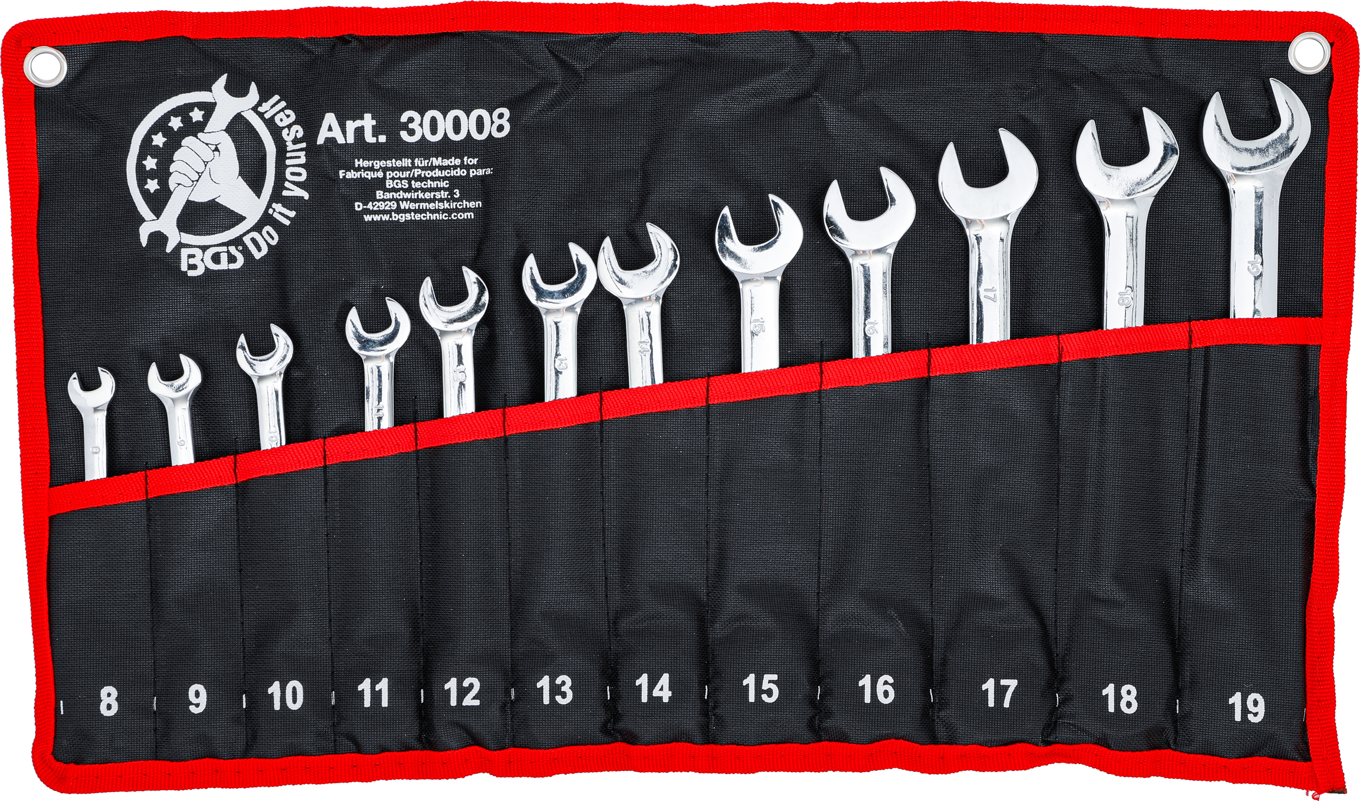 BGS Ratschenring-Maulschlüssel-Satz | umschaltbar | SW 8 - 19 mm | 12-tlg.
