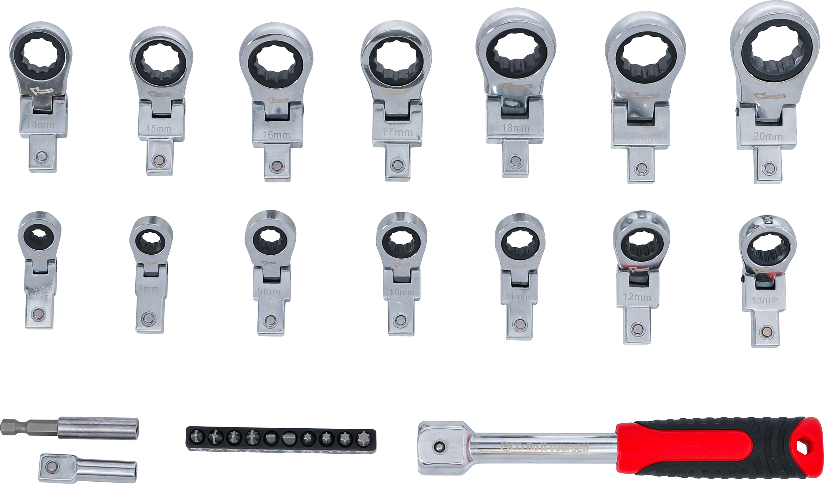 BGS Einsteck-Ratschenring-Schlüssel- und Bit-Satz | 6 - 20 mm | 27-tlg.