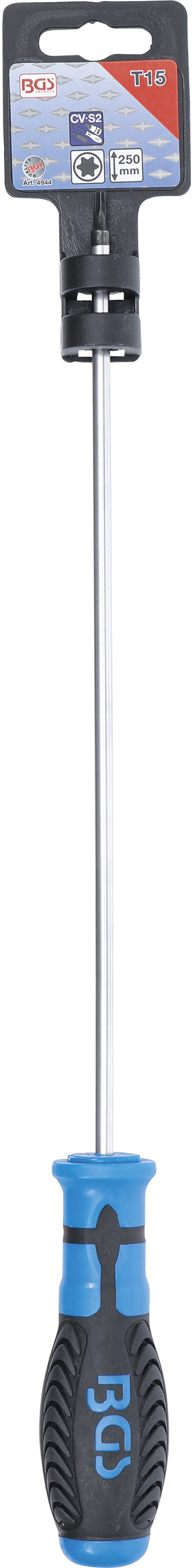 BGS Schraubendreher | T-Profil (für Torx) T15 | Klingenlänge 250 mm