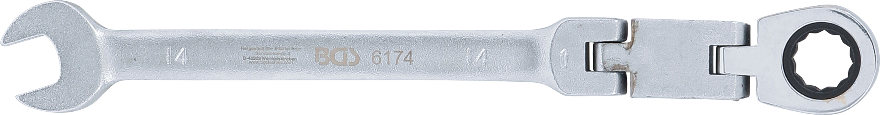 BGS Doppelgelenk-Ratschenring-Maulschlüssel | abwinkelbar | SW 14 mm