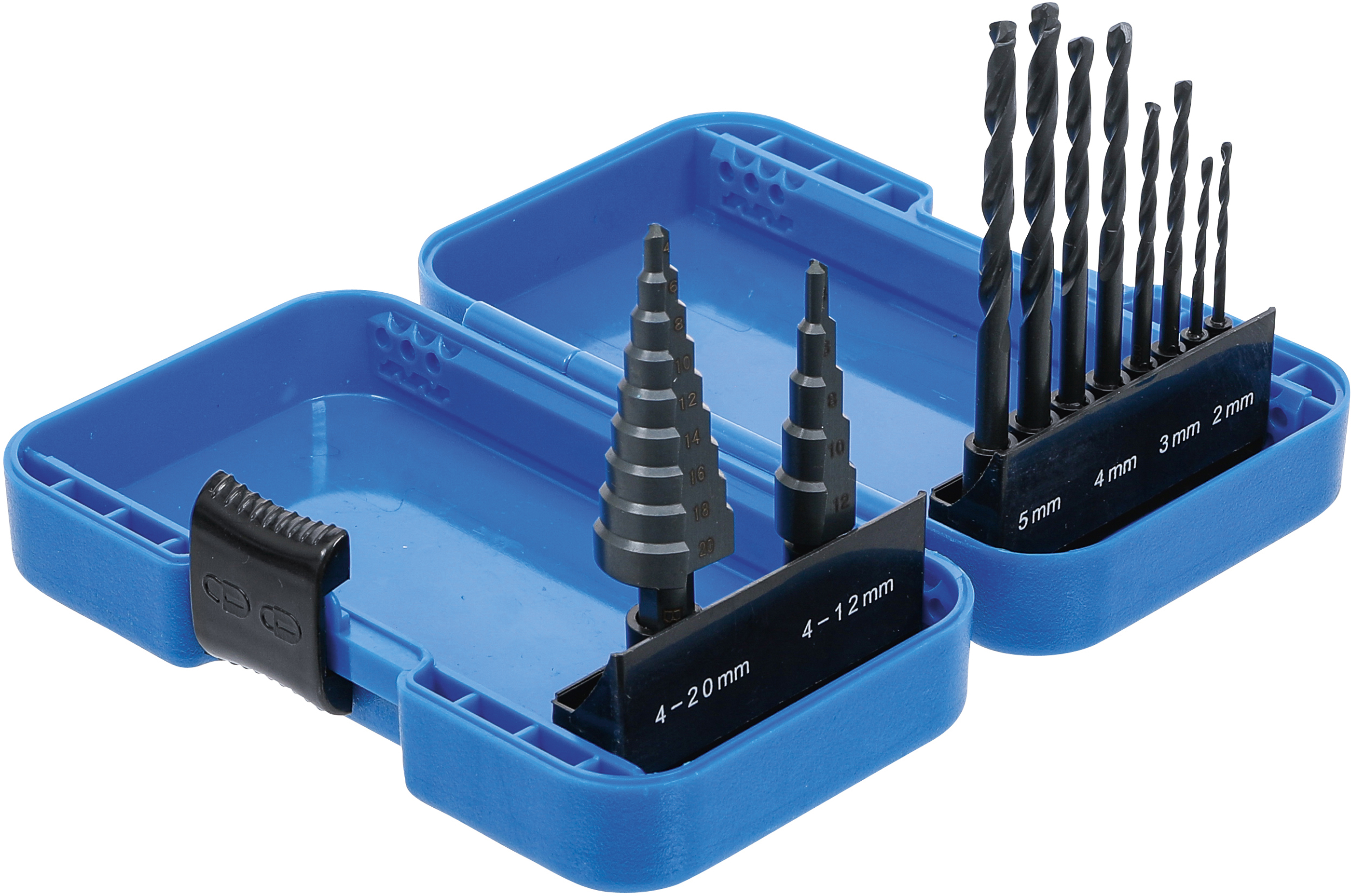 BGS Stufenbohrer- und Spiralbohrer-Satz | HSS | 4 - 12 / 4 - 20 mm | 2 - 5 mm | 10-tlg.