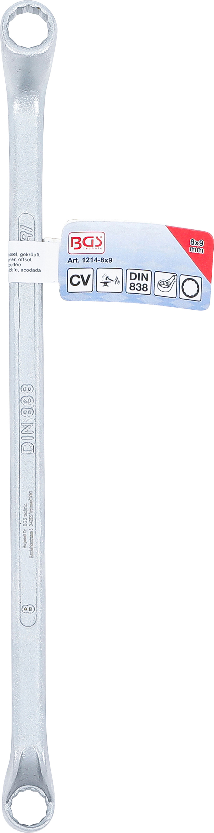 BGS Doppel-Ringschlüssel, gekröpft | SW 8 x 9 mm