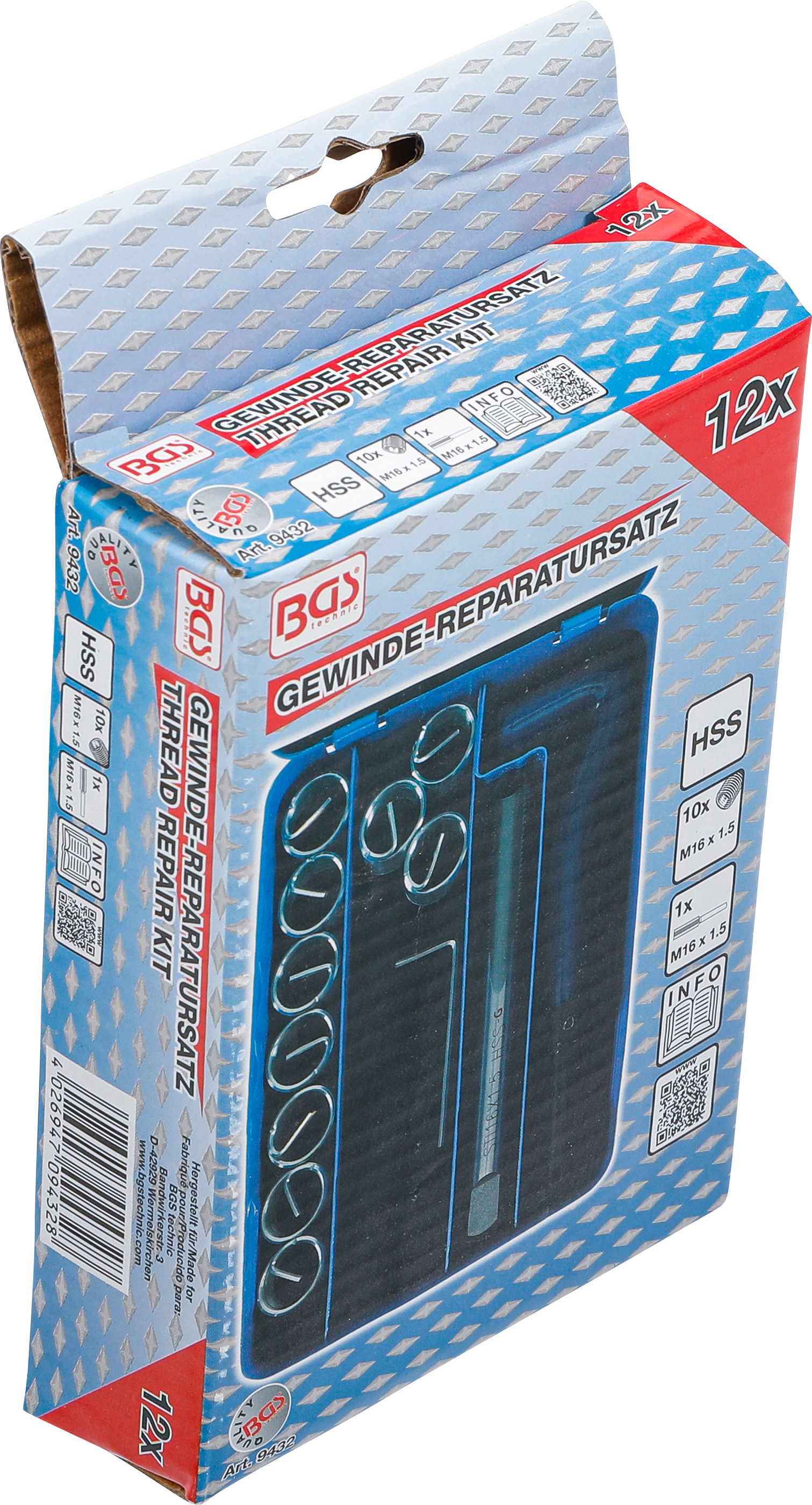 BGS Gewinde-Reparatursatz | M16 x 1.5 | 12-tlg.