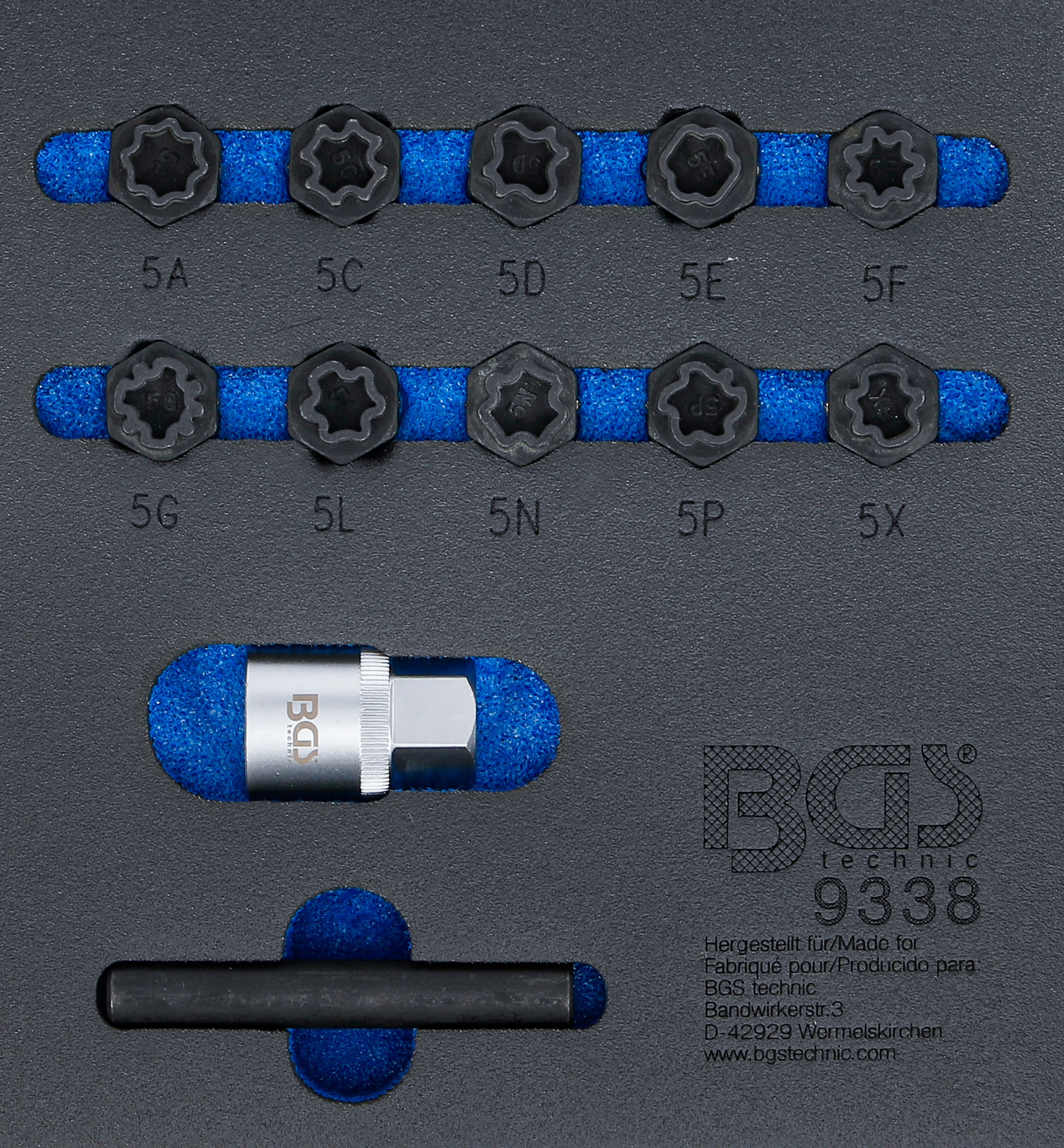 BGS Werkstattwageneinlage 1/6: Felgenschloss-Werkzeug-Satz für Mercedes-Benz | 12-tlg.