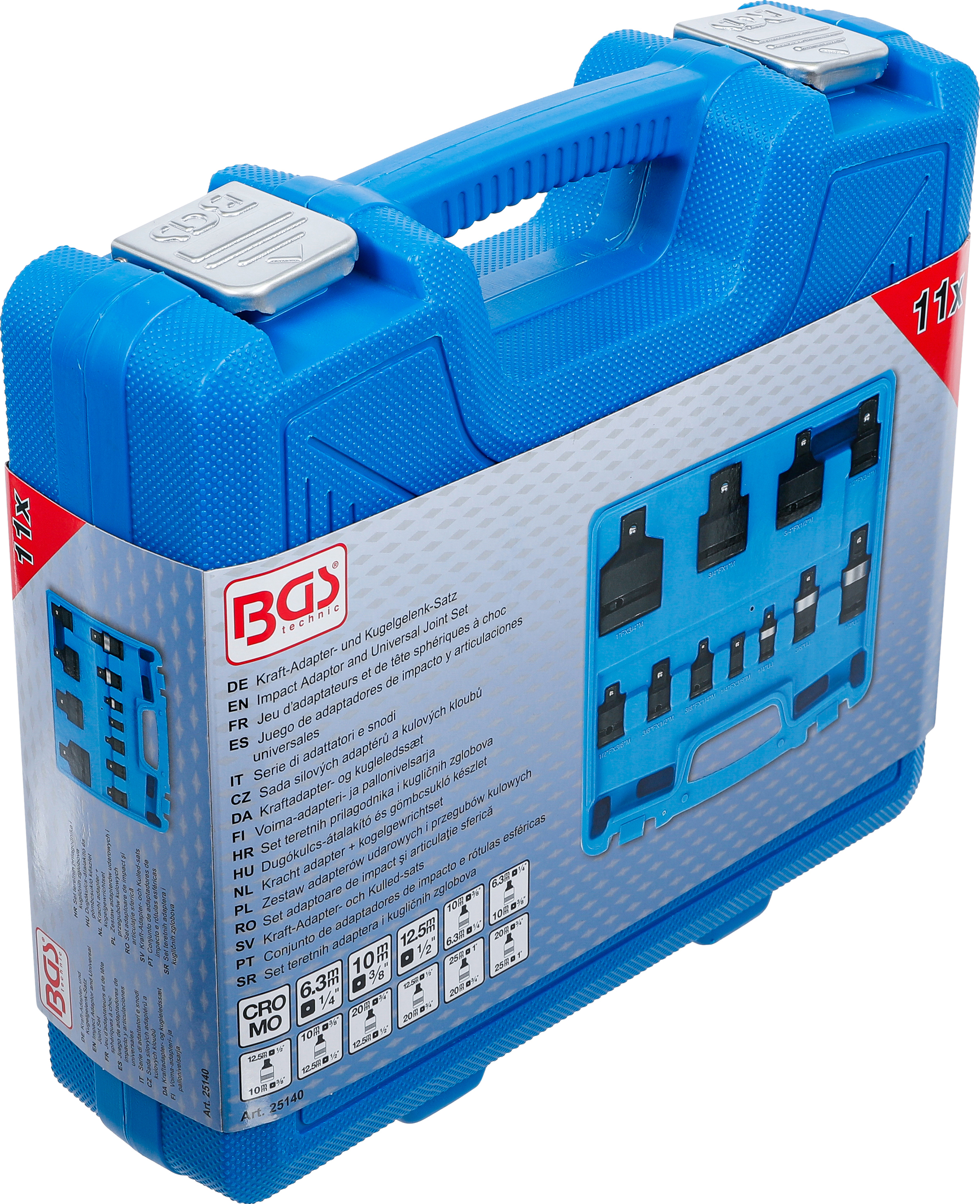 BGS Kraft-Adapter- und Kugelgelenk-Satz | 6,3 mm (1/4") - 25 mm (1") | 11-tlg.