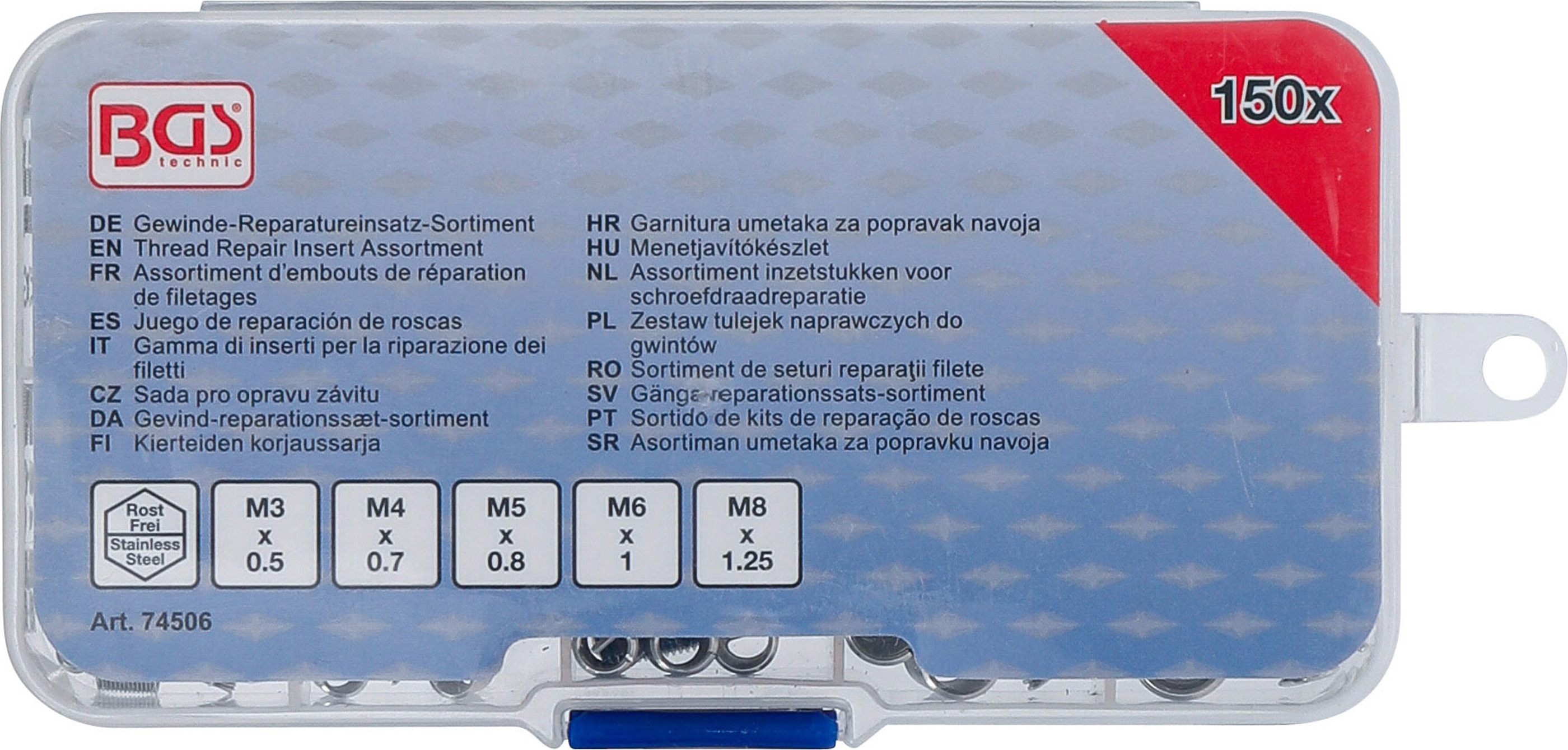 BGS Gewinde-Reparatureinsatz-Sortiment | Edelstahl | 150-tlg.