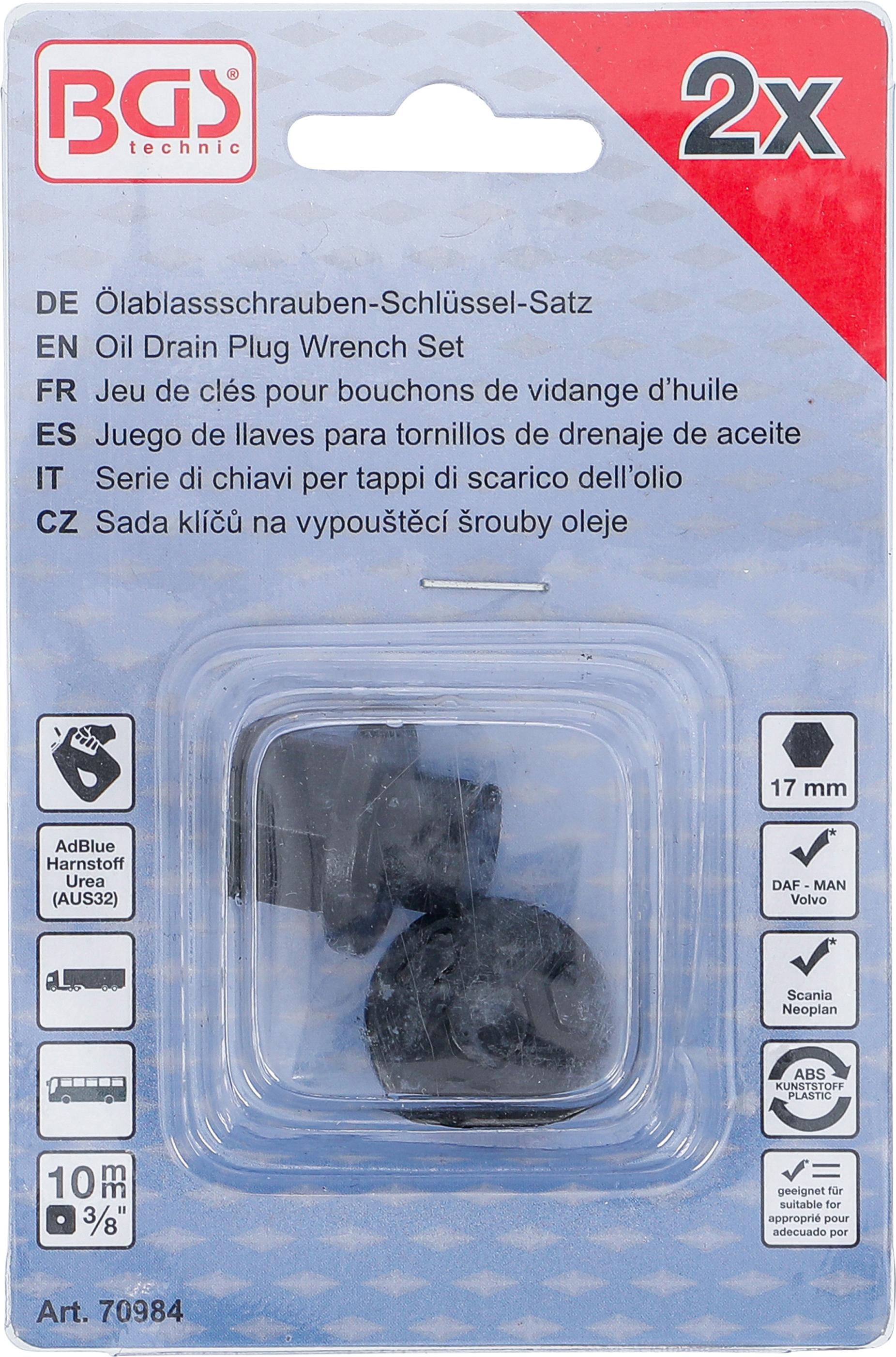 BGS Ölablassschrauben-Schlüssel-Satz | für DAF, MAN, Volvo, Scania, Neoplan | 2-tlg.