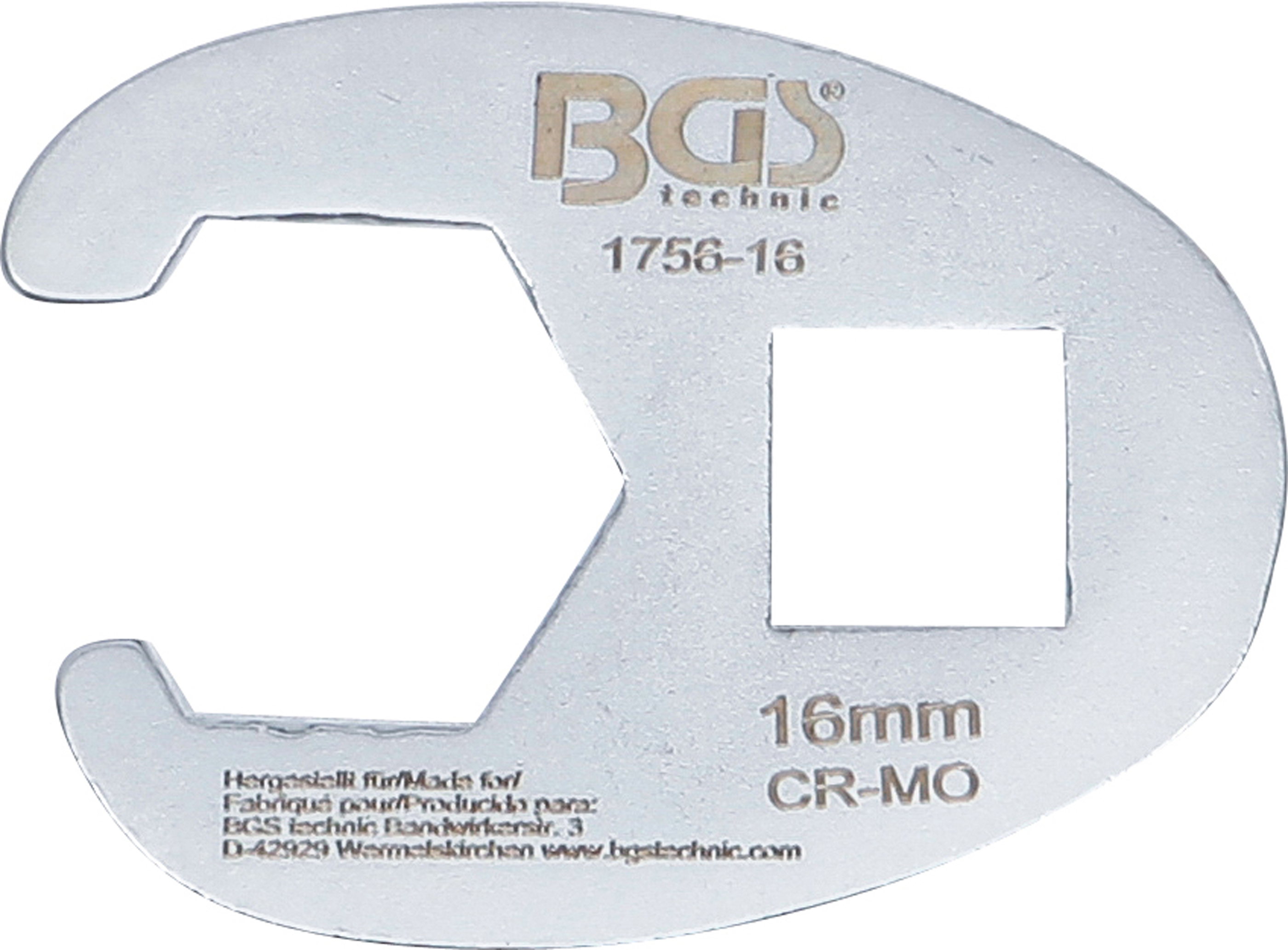 BGS Hahnenfußschlüssel | Antrieb Innenvierkant 10 mm (3/8") | SW 16 mm