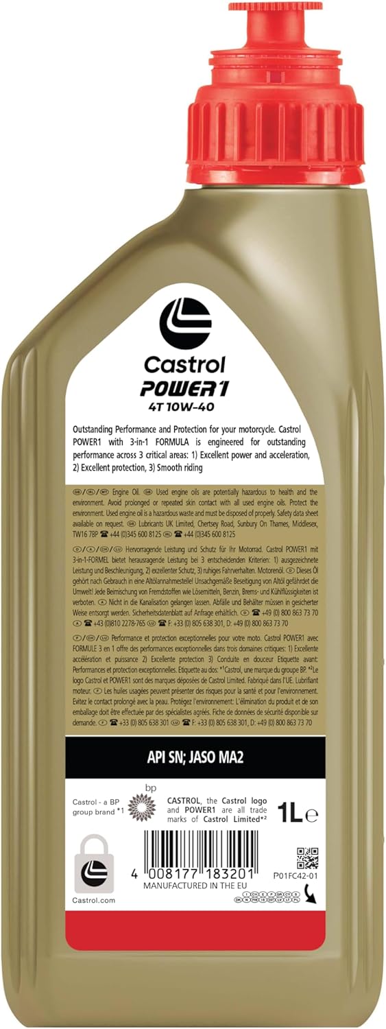 10W-40 Castrol Power 1 Motorrad 4-Takt Motoröl 1 Liter