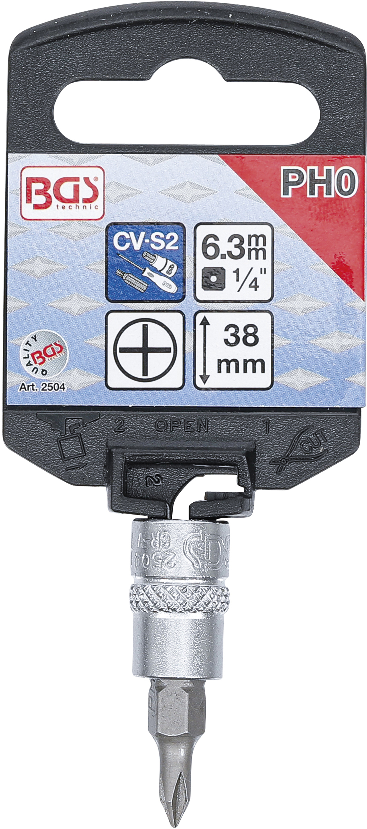 BGS Bit-Einsatz | Antrieb Innenvierkant 6,3 mm (1/4") | Kreuzschlitz PH0