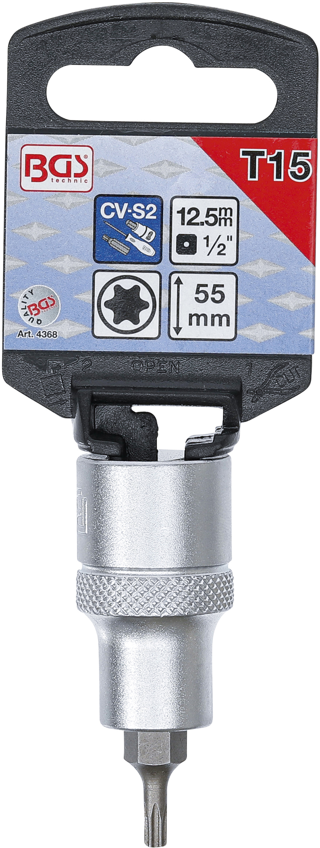 BGS Bit-Einsatz | Antrieb Innenvierkant 12,5 mm (1/2") | T-Profil (für Torx) T15
