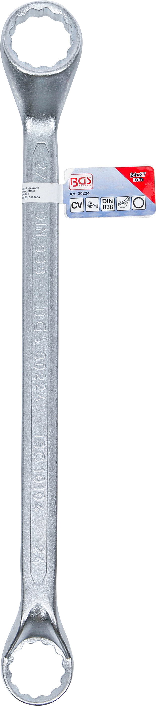 BGS Doppel-Ringschlüssel | tief gekröpft | SW 24 x 27 mm