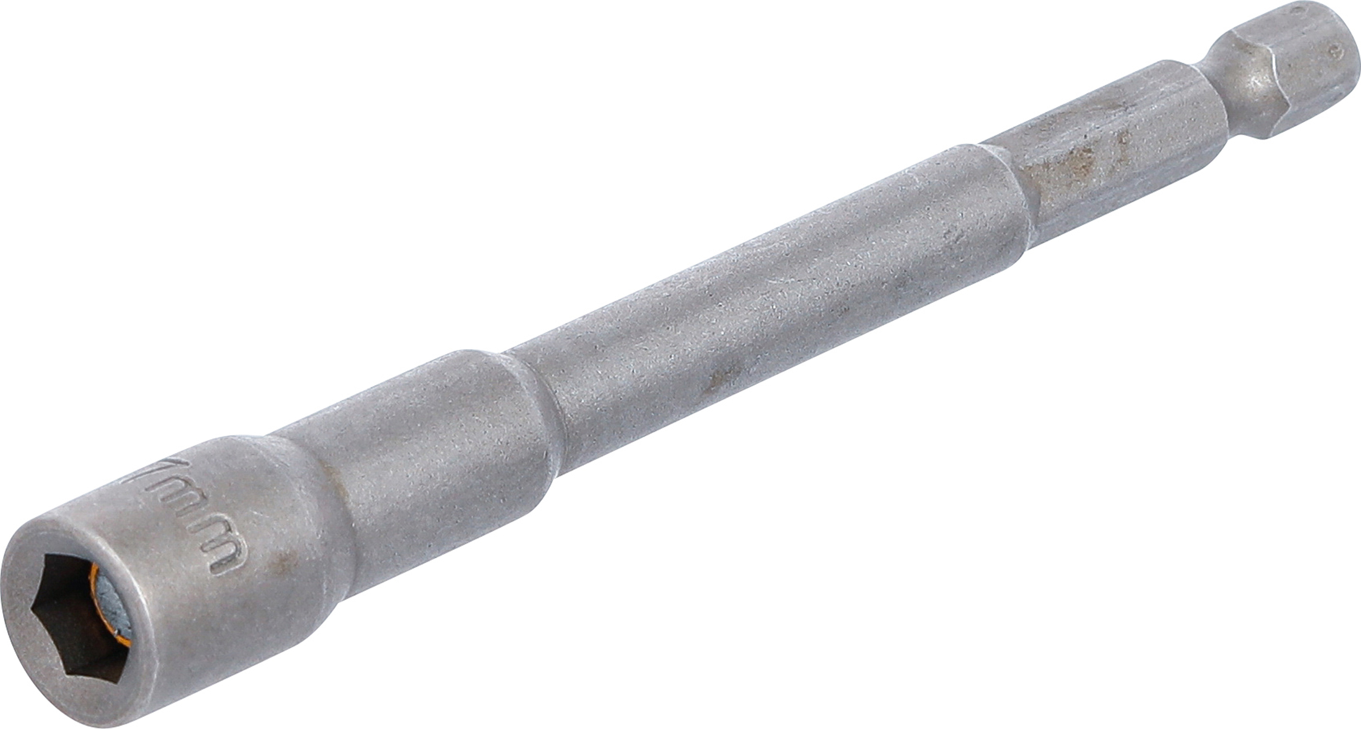 BGS Steckschlüssel-Einsatz Sechskant, extra lang | für Bohrmaschinen | Antrieb Außensechskant 6,3 mm (1/4") | SW 7 mm