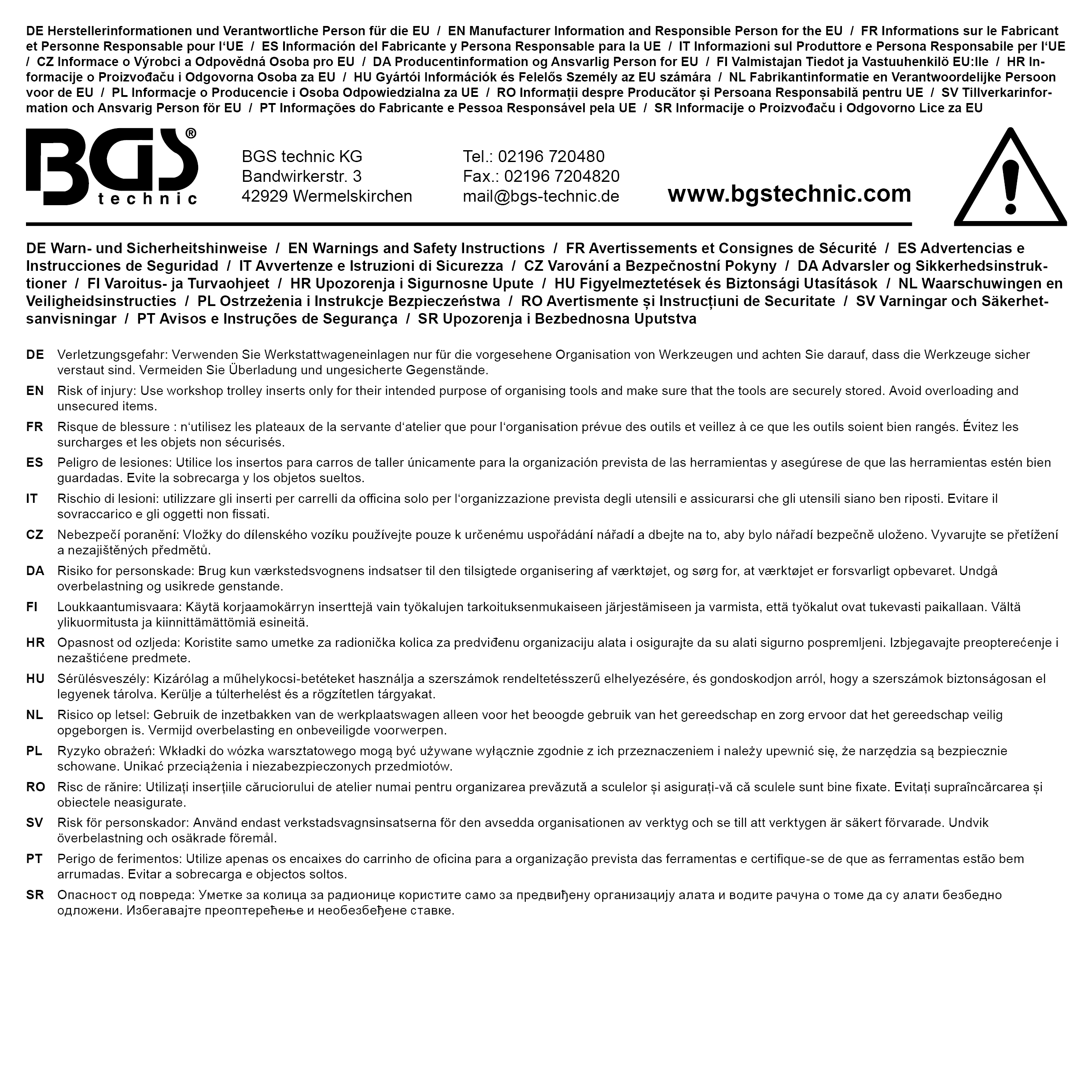 BGS Werkstattwageneinlage 3/3 | leer | für Art. 4013