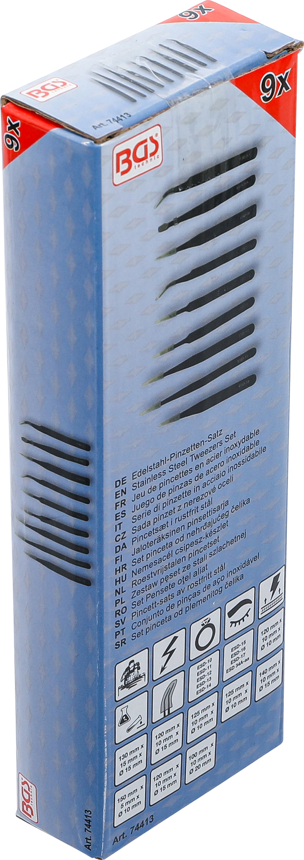 BGS Edelstahl-Pinzetten-Satz | 9-tlg.