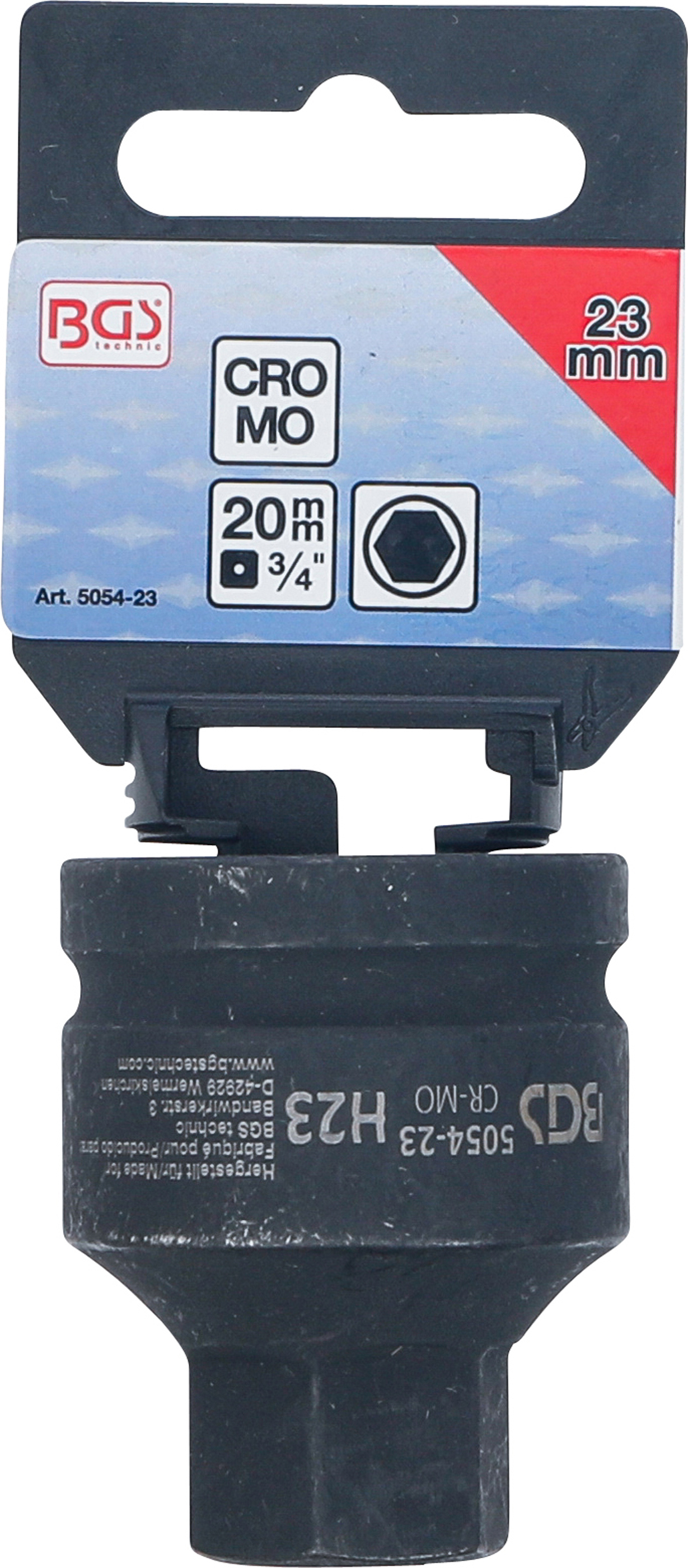 BGS Kraft-Bit-Einsatz | Länge 55 mm | Antrieb Innenvierkant 20 mm (3/4") | Innensechskant 23 mm