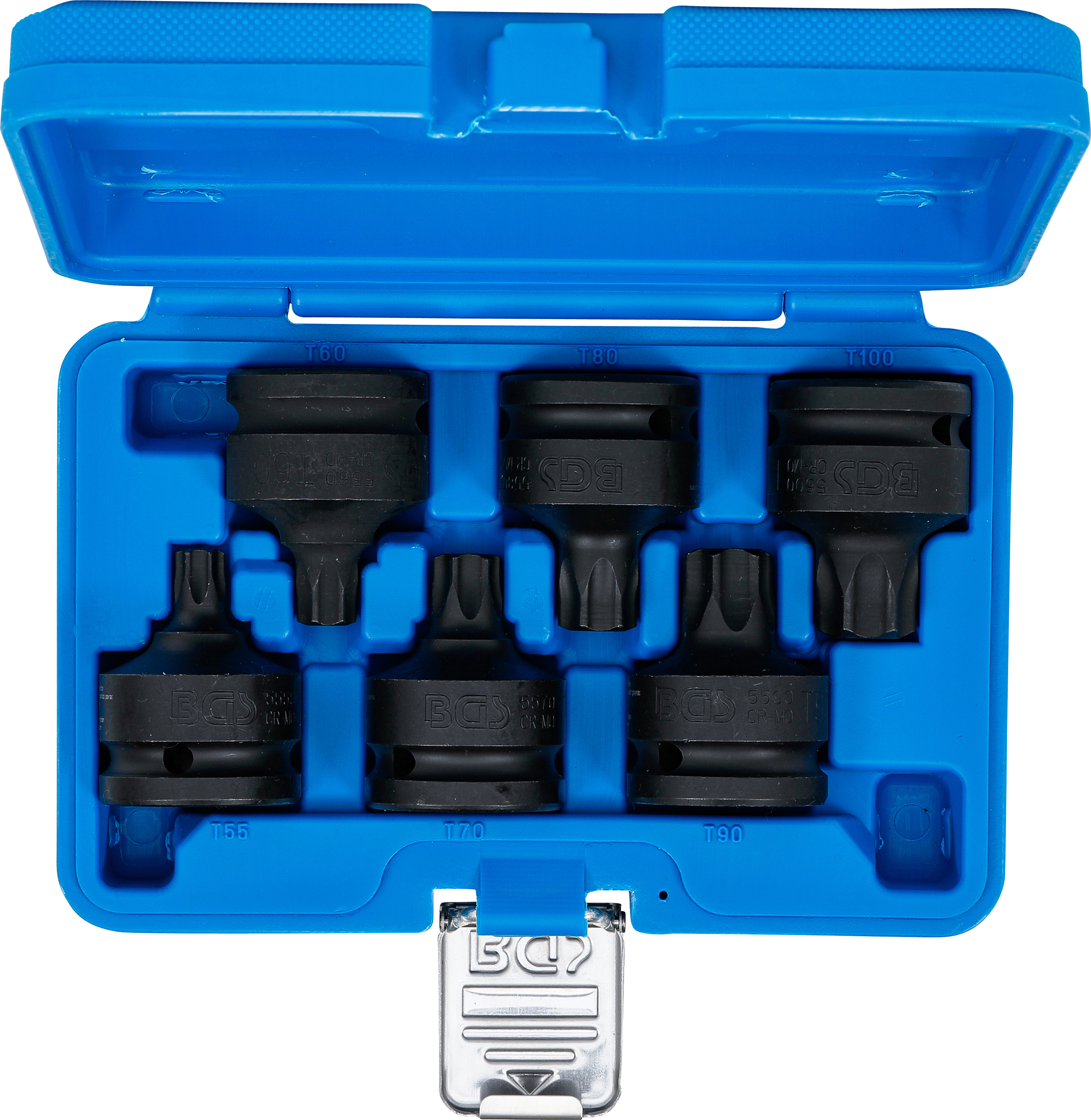 BGS Kraft-Bit-Einsatz-Satz | Antrieb Innenvierkant 20 mm (3/4") | T-Profil (für Torx) T55 - T100 | 6 tlg.