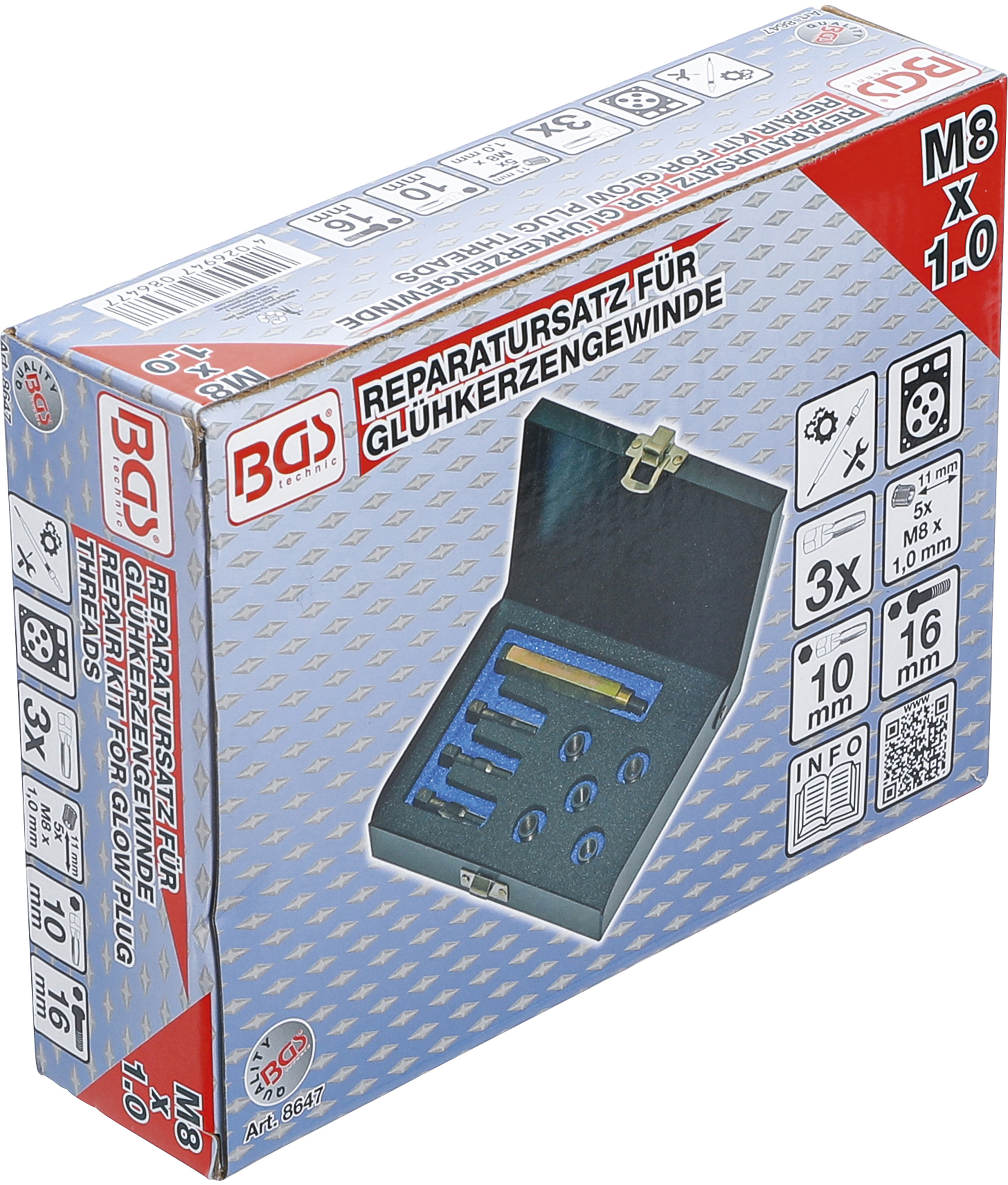 BGS Reparatursatz für Glühkerzengewinde | M8 x 1.0