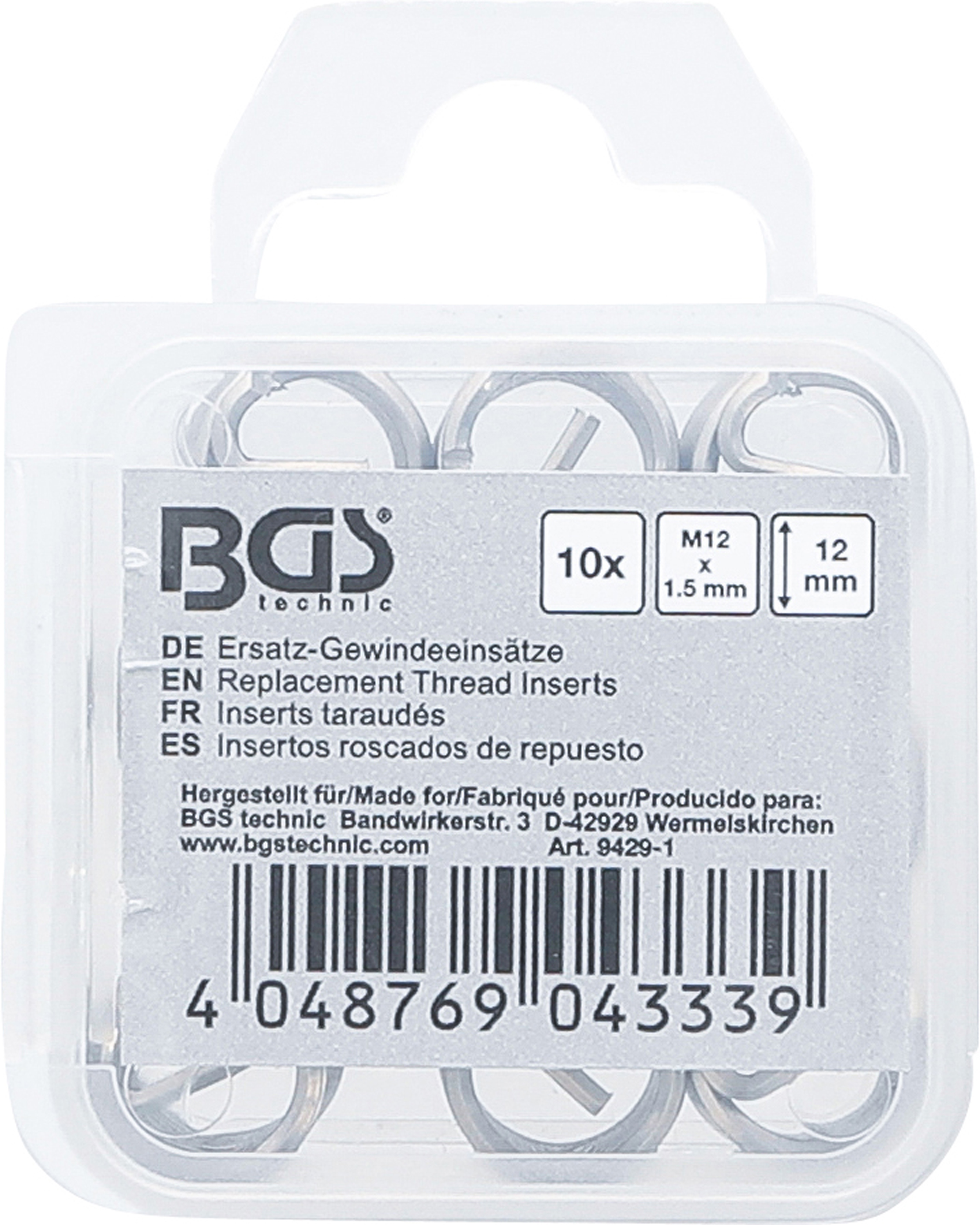 BGS Ersatz-Gewindeeinsätze | M12 x 1,5 mm | 10-tlg.