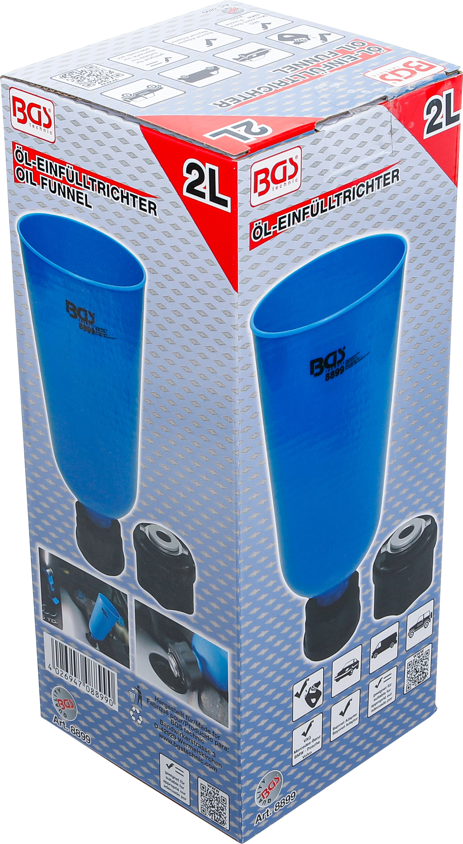 BGS Öl-Einfülltrichter mit Bajonettadapter für VAG, Mercedes-Benz, BMW, Porsche, Volvo