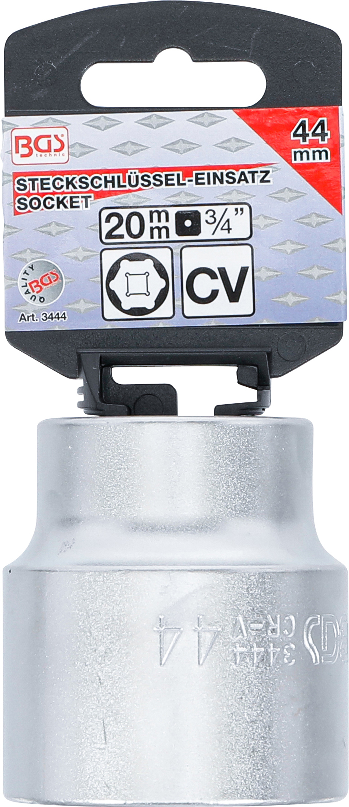 BGS Steckschlüssel-Einsatz Sechskant | Antrieb Innenvierkant 20 mm (3/4") | SW 44 mm