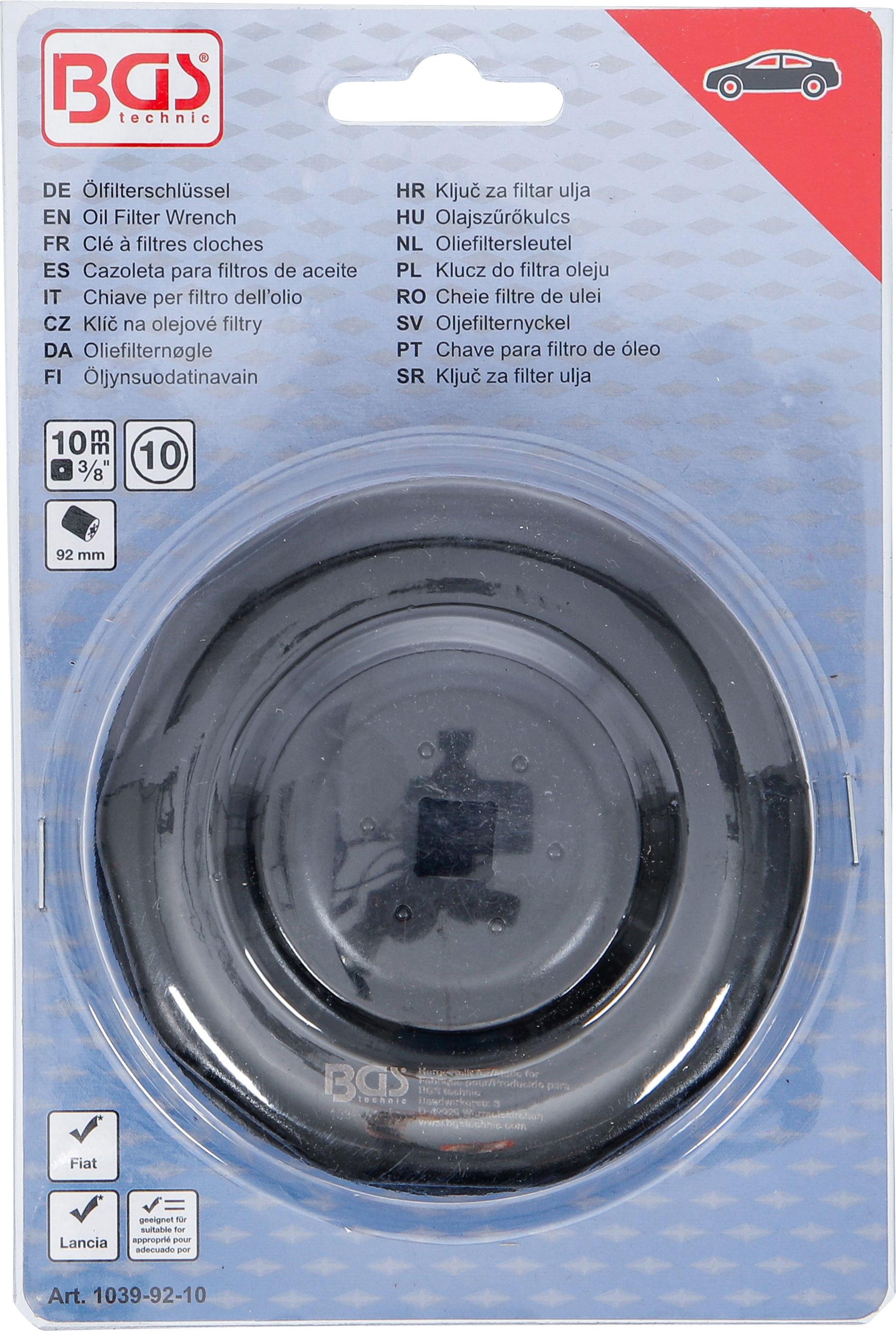 BGS Ölfilterschlüssel | 10-kant | Ø 92 mm | für Fiat, Lancia