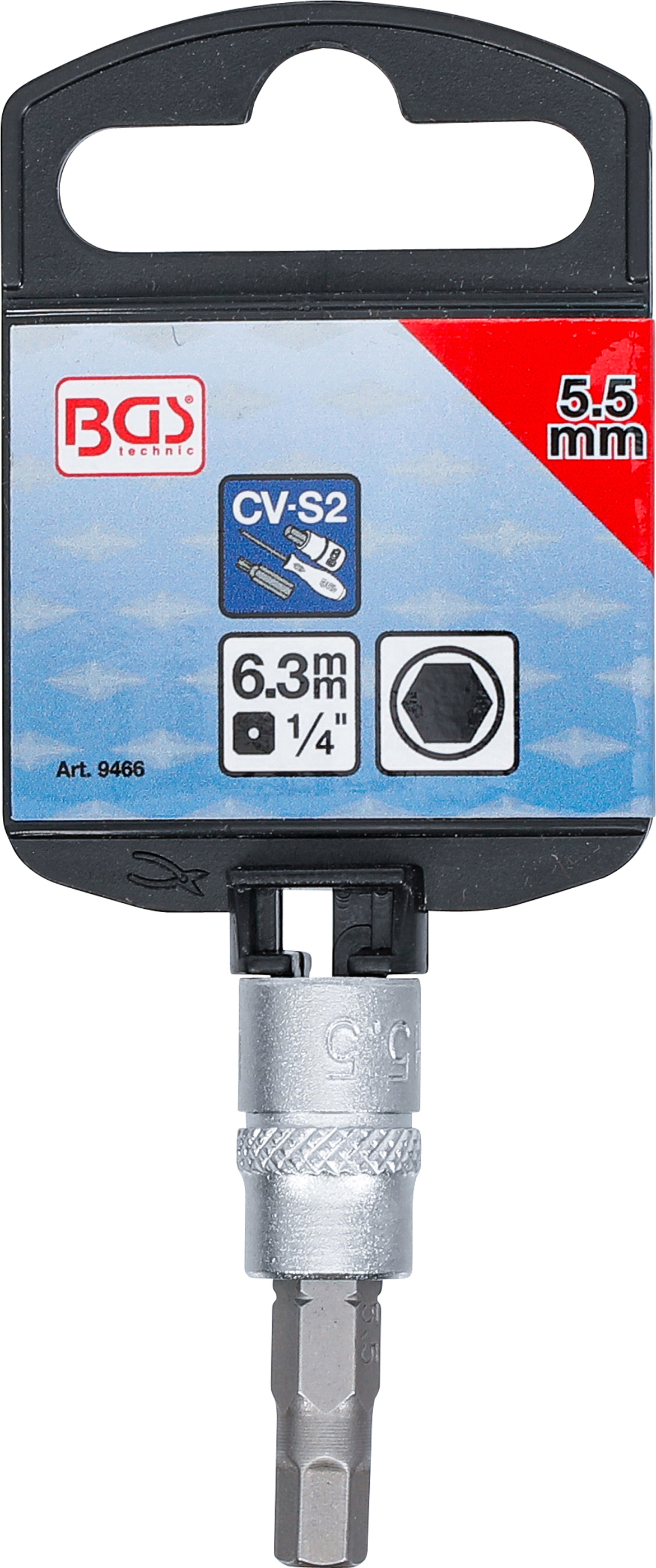 BGS Bit-Einsatz | Antrieb Innenvierkant 6,3 mm (1/4") | Innensechskant 5,5 mm