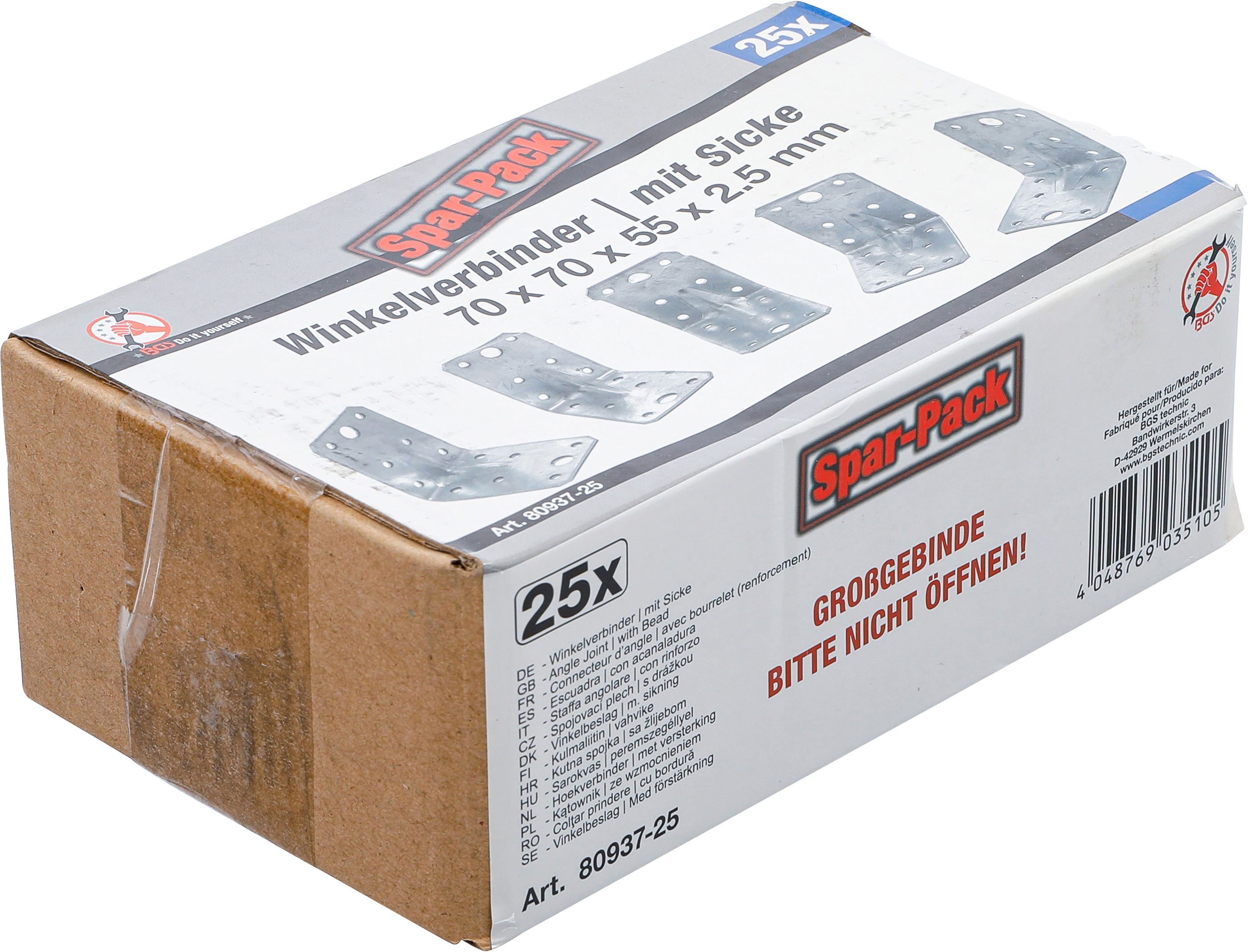 BGS Winkelverbinder | mit Sicke | 70 x 70 x 55 x 2,5 mm | Spar-Pack | 25 Stück BGS Winkelverbinder | mit Sicke | 70 x 70 x 55 x 2,5 mm | Spar-Pack | 25 Stück