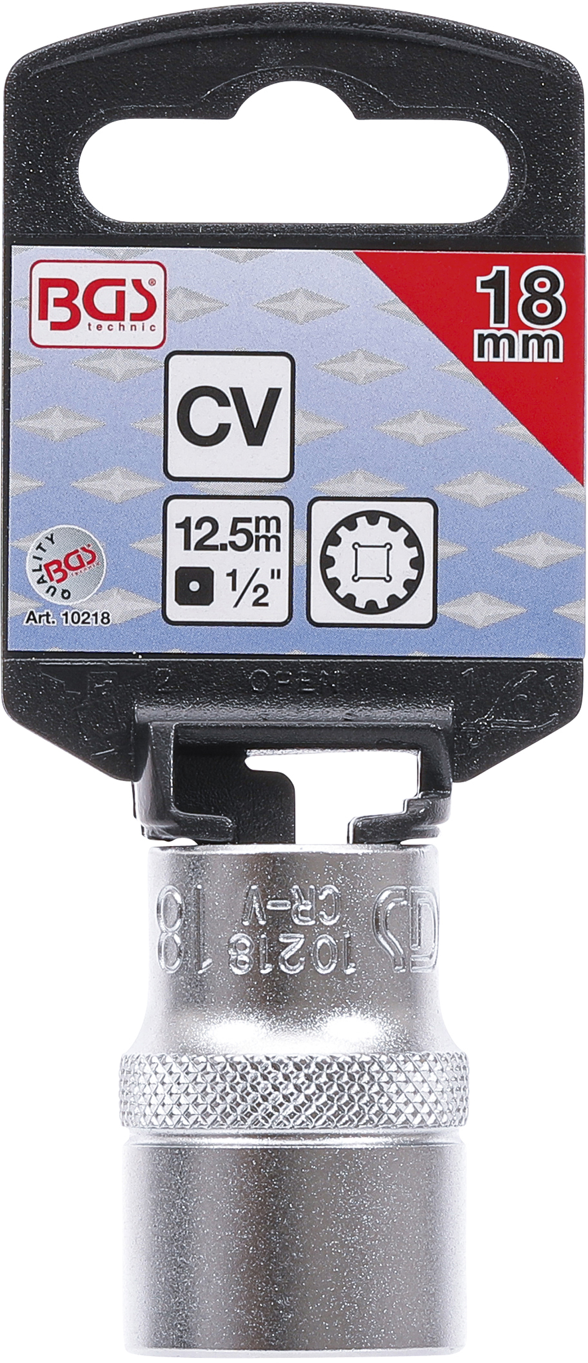 BGS Steckschlüssel-Einsatz Gear Lock | Antrieb Innenvierkant 12,5 mm (1/2") | SW 18 mm