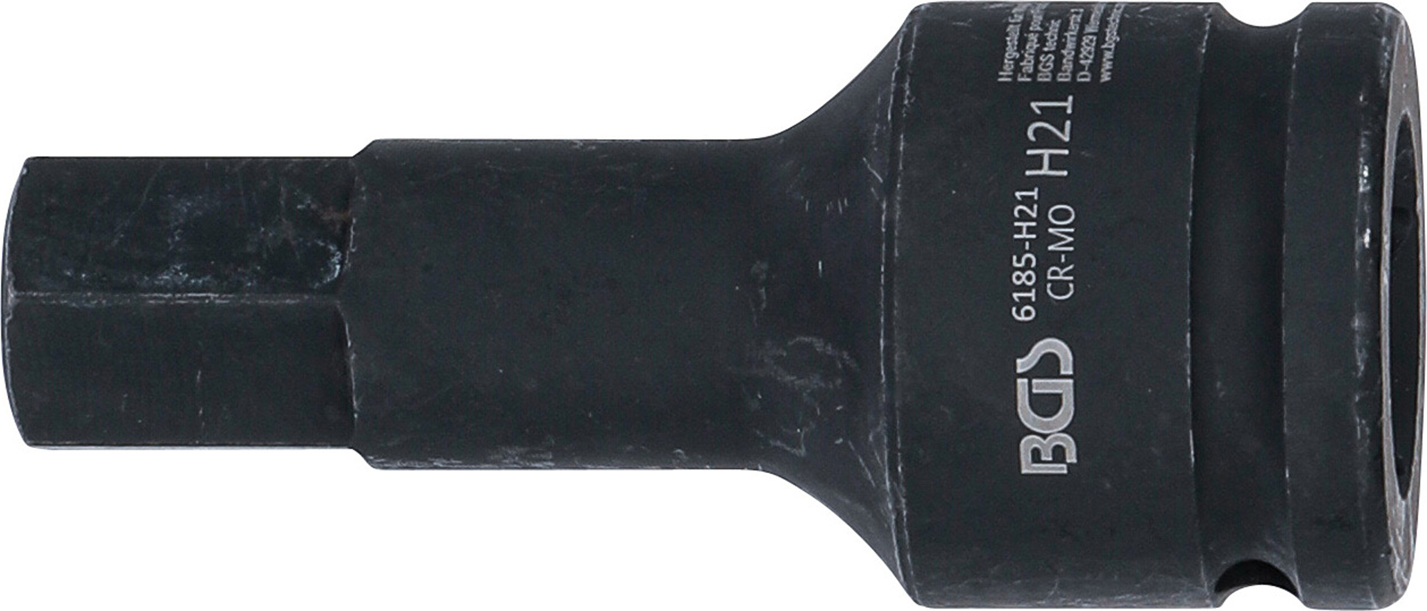 BGS Kraft-Bit-Einsatz | Länge 100 mm | Antrieb Innenvierkant 20 mm (3/4") | Innensechskant 21 mm