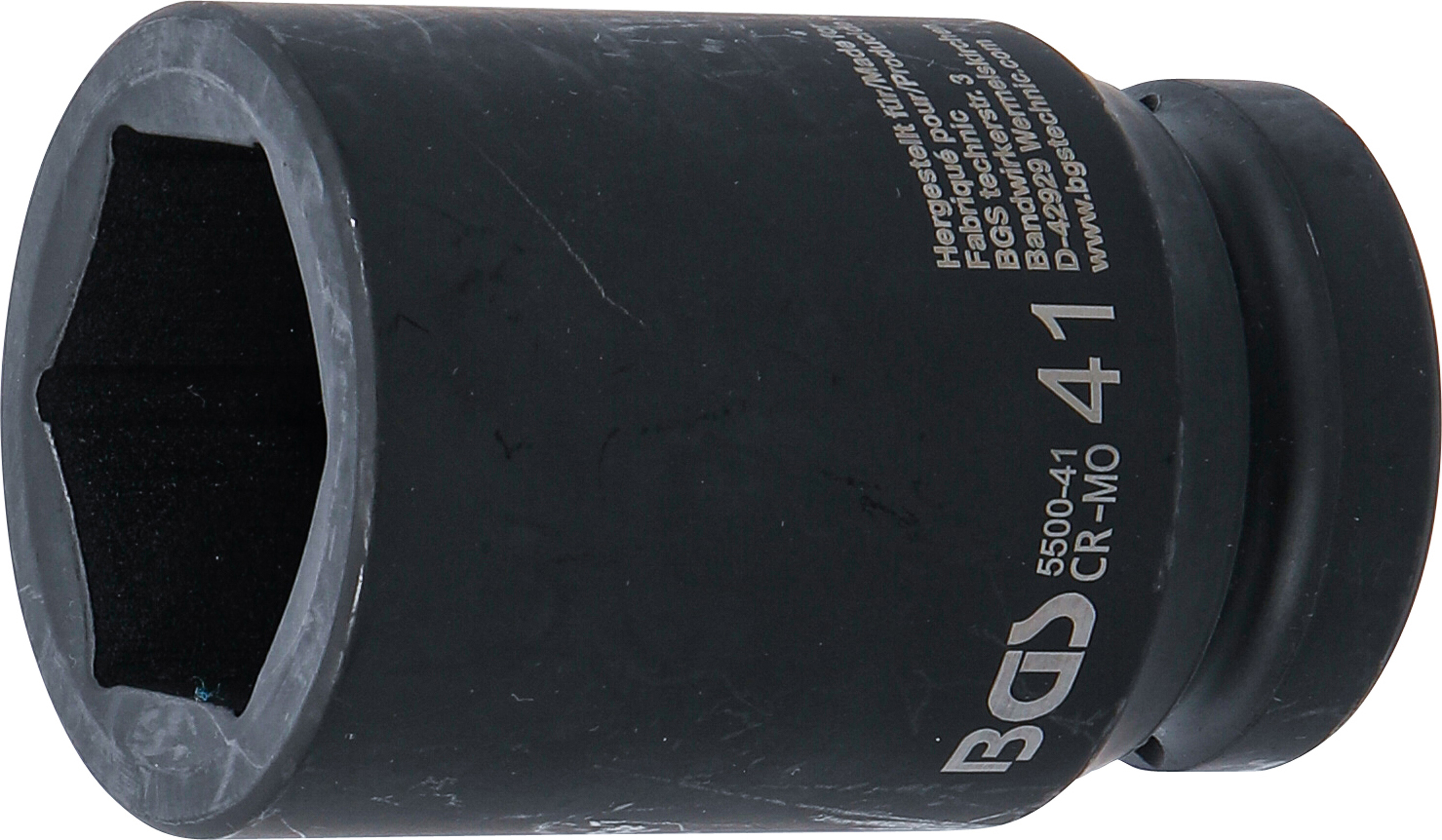 BGS Kraft-Steckschlüssel-Einsatz Sechskant, tief | Antrieb Innenvierkant 25 mm (1") | SW 41 mm