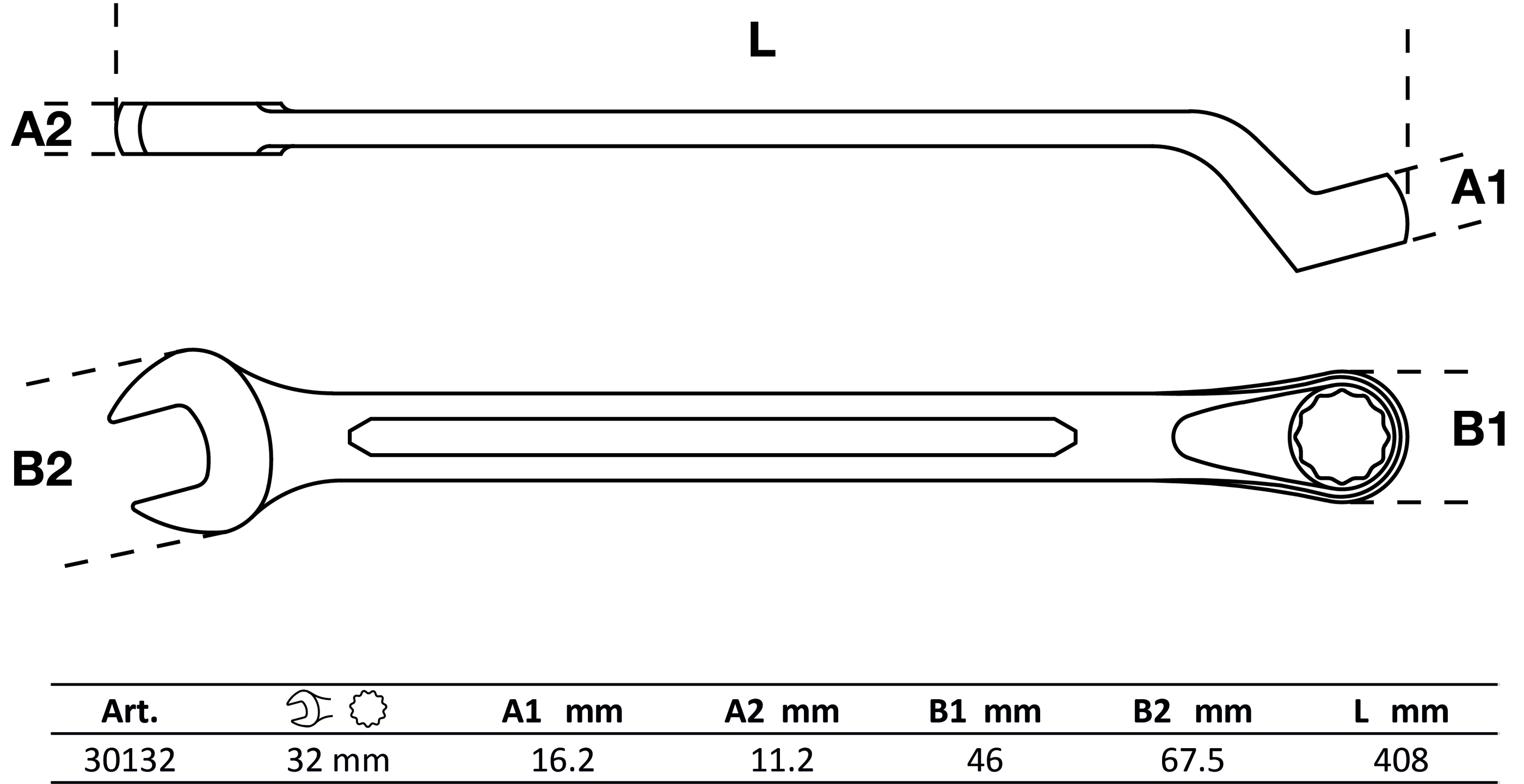 BGS Maul-Ringschlüssel, gekröpft | SW 32 mm